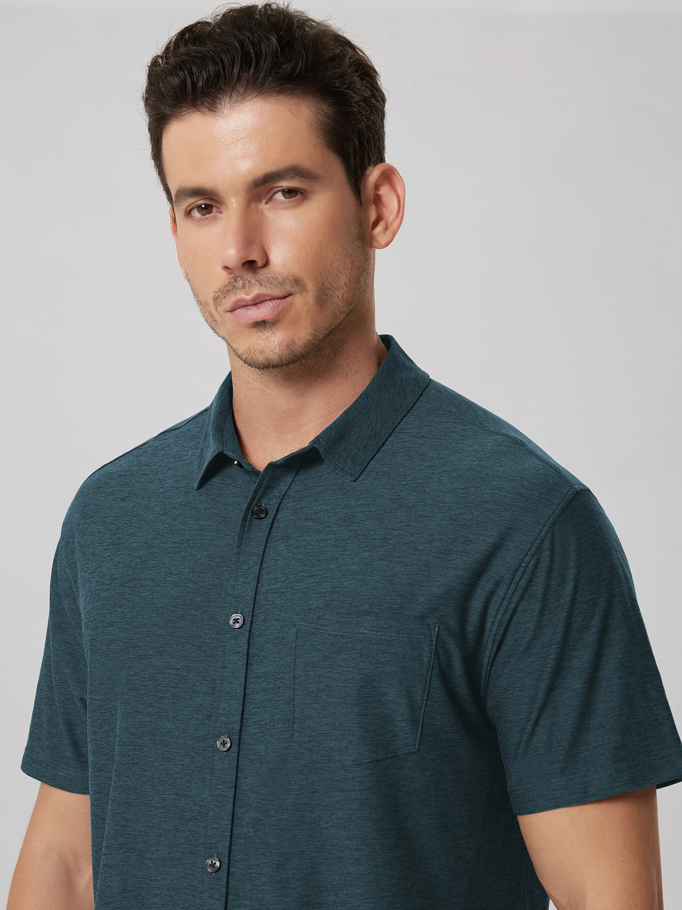odSTRATUM Men's Short Sleeve Button Down Shirt - Image 49