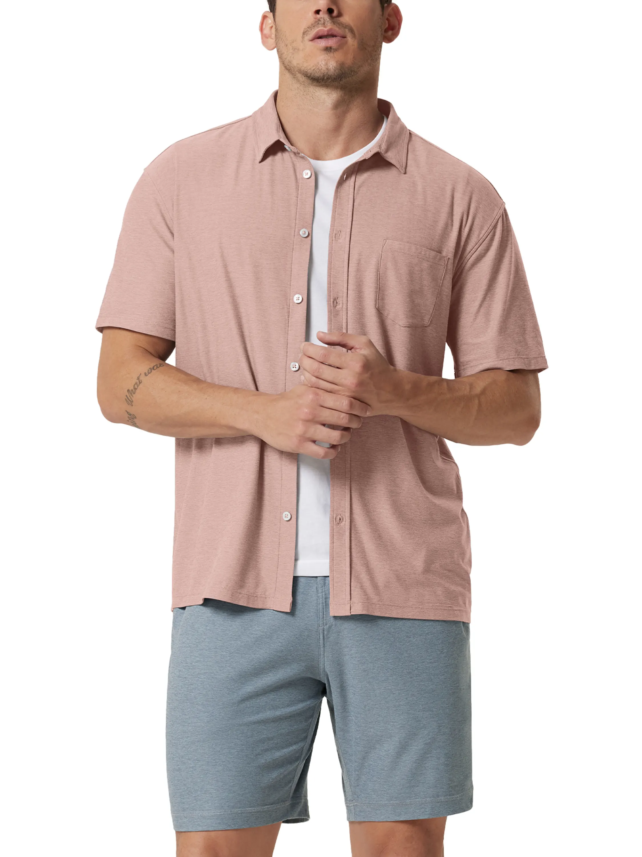 odSTRATUM Men's Short Sleeve Button Down Shirt - Image 51