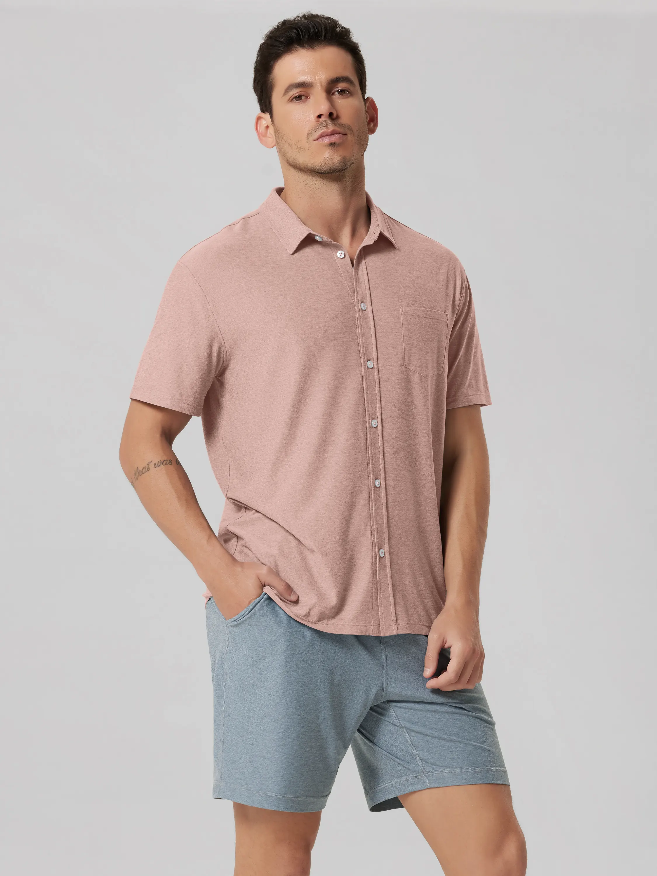 odSTRATUM Men's Short Sleeve Button Down Shirt - Image 53