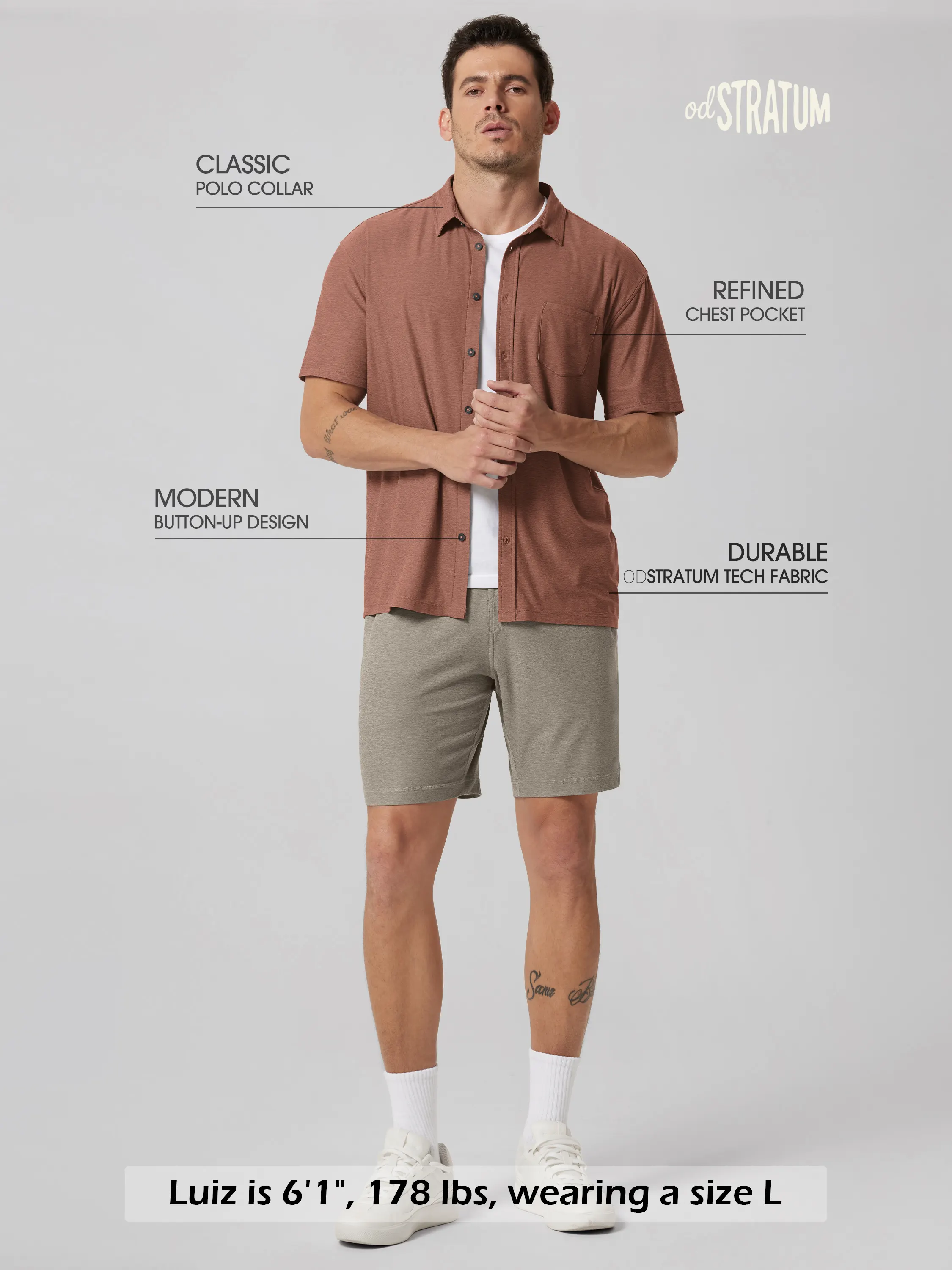 odSTRATUM Men's Short Sleeve Button Down Shirt - Image 67