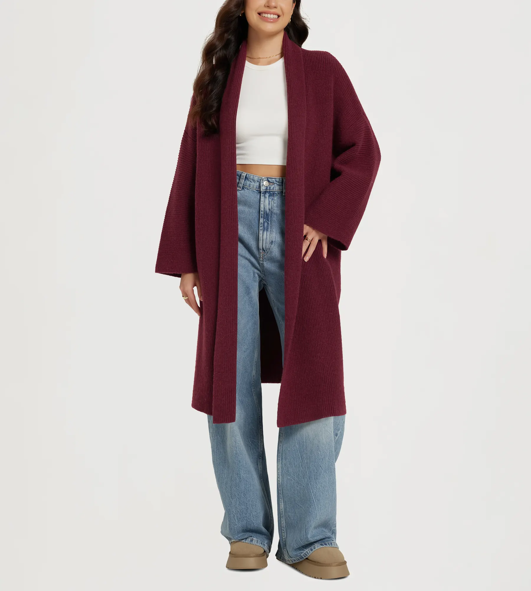 Open Front Drape Long Sweater Cardigan - Image 16