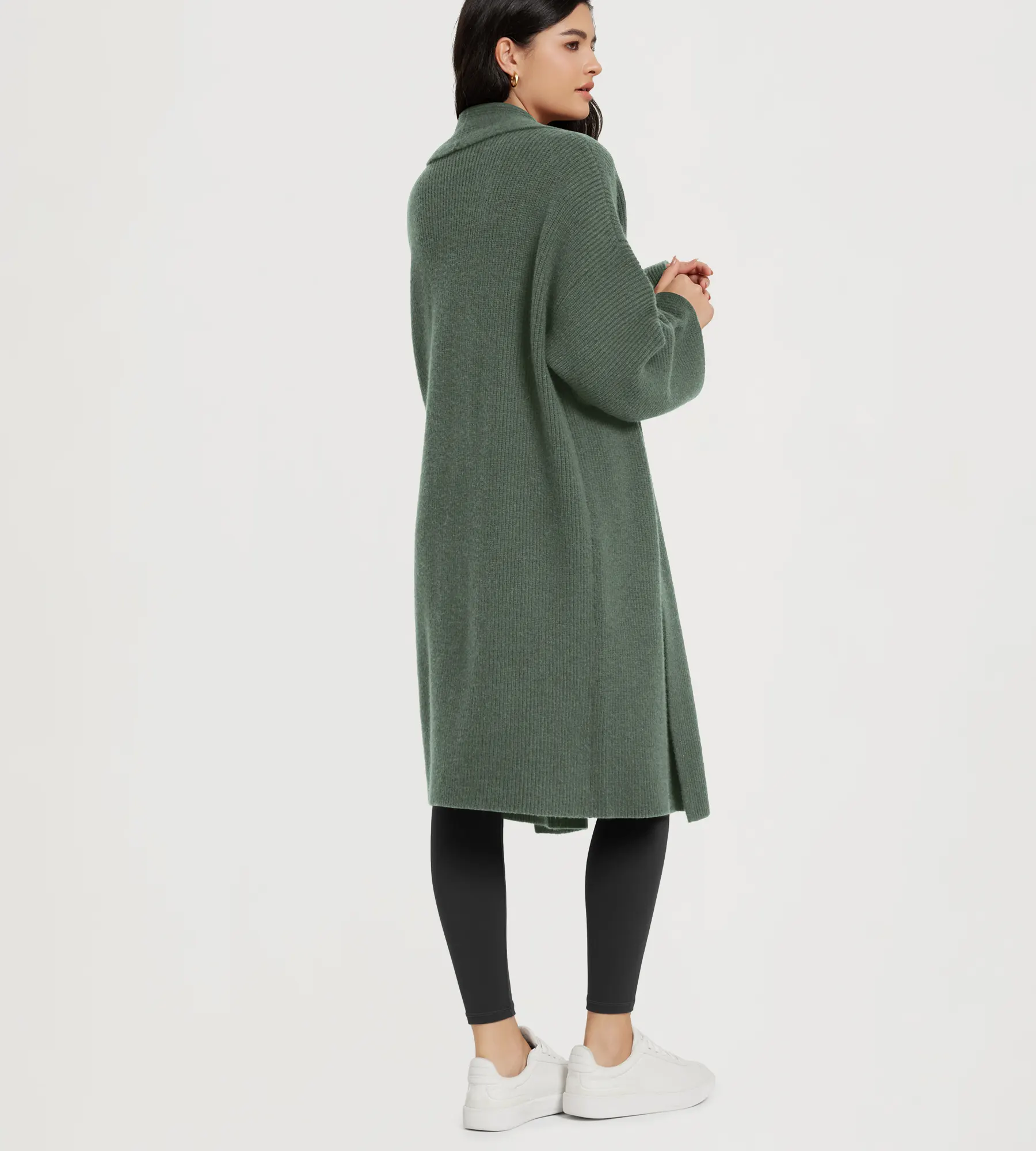 Open Front Drape Long Sweater Cardigan - Image 23