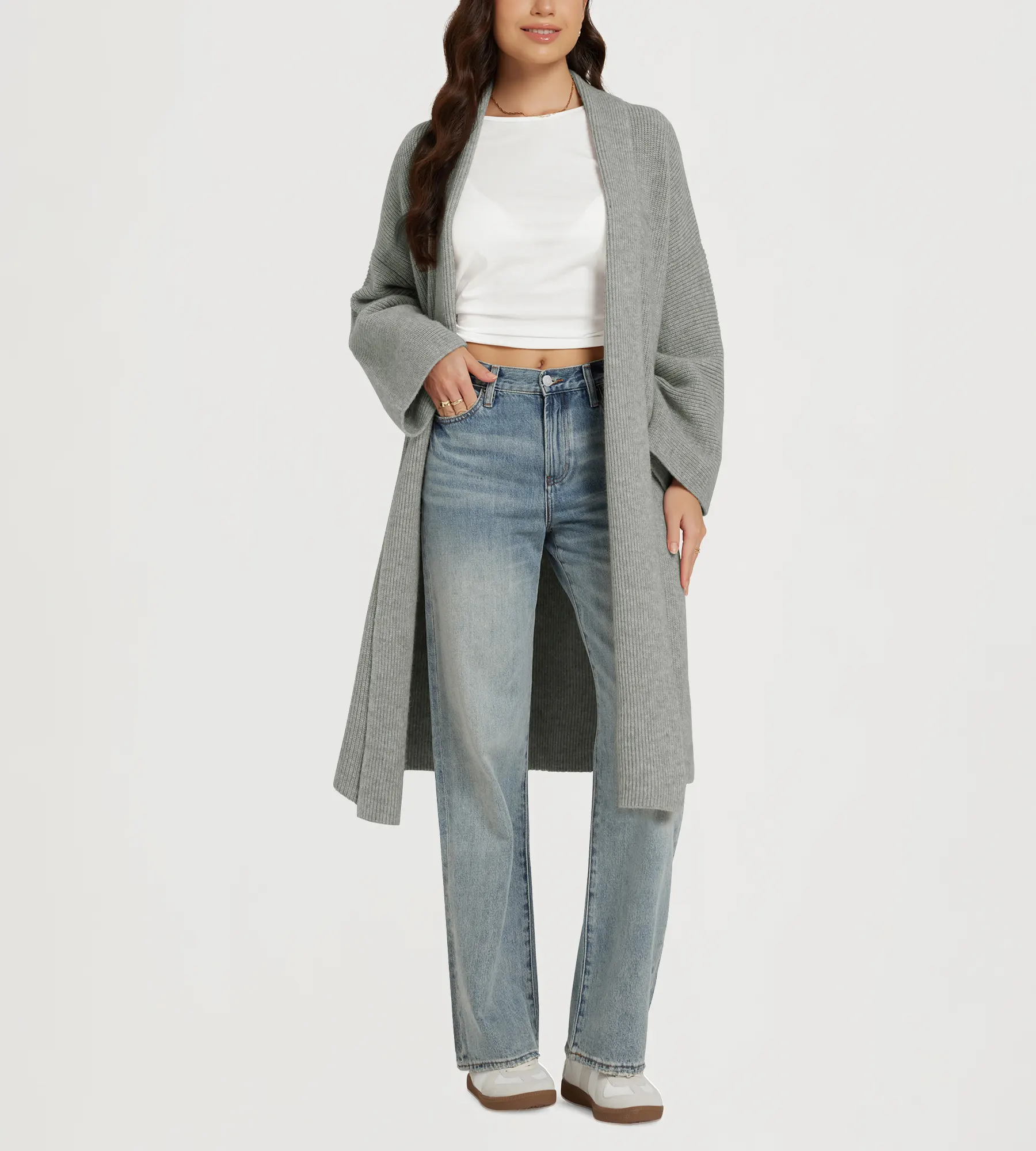 Open Front Drape Long Sweater Cardigan - Image 31