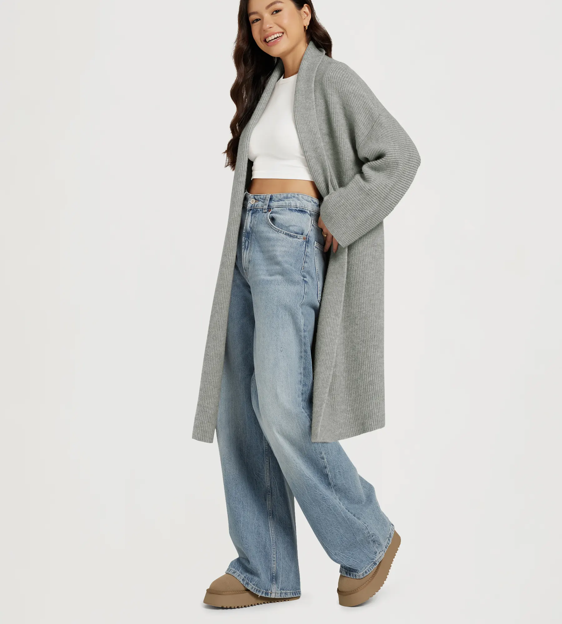 Open Front Drape Long Sweater Cardigan - Image 33