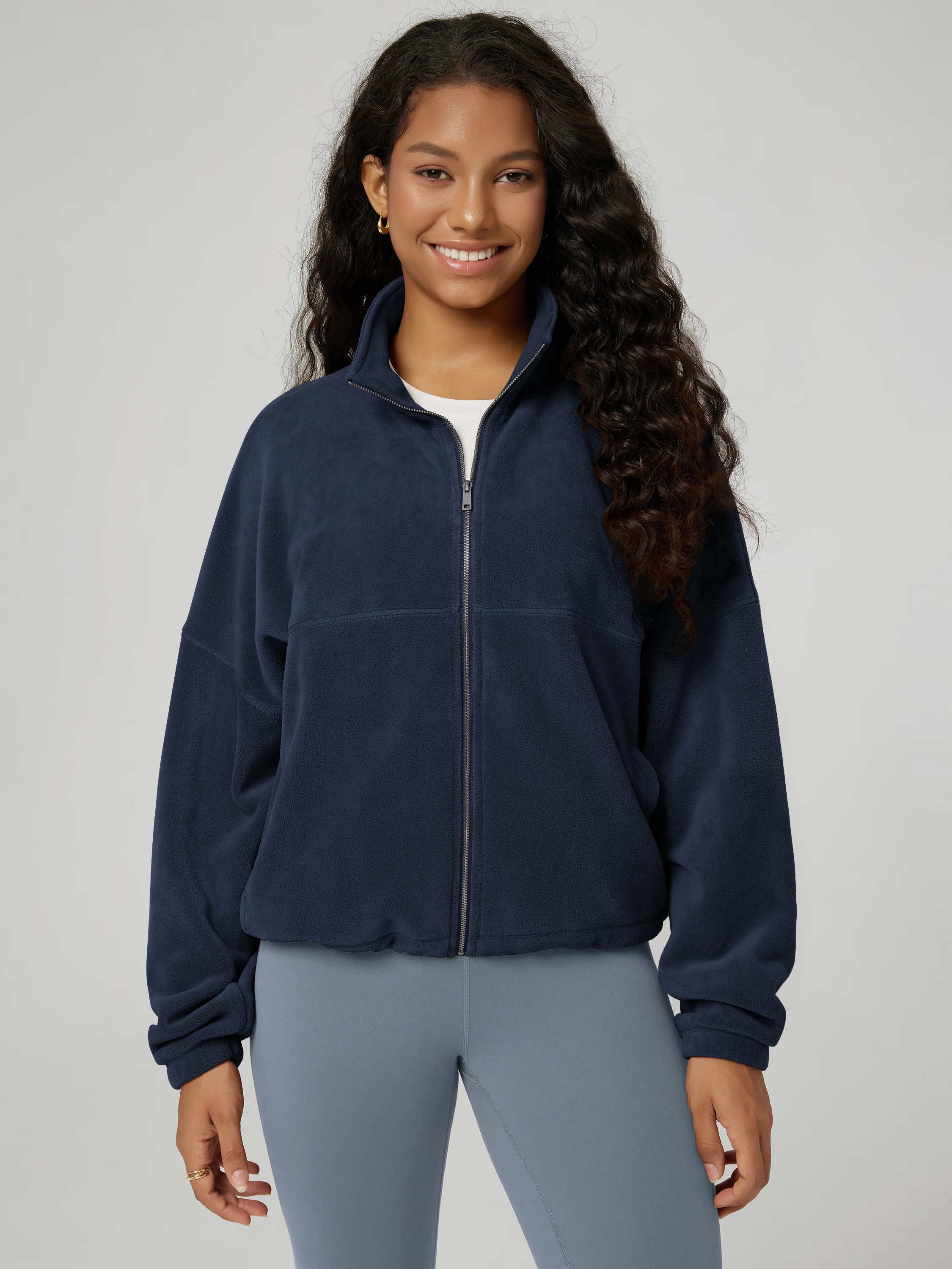 Polar Fleece Full-Zip Cinchable Jacket with Pockets - Image 17