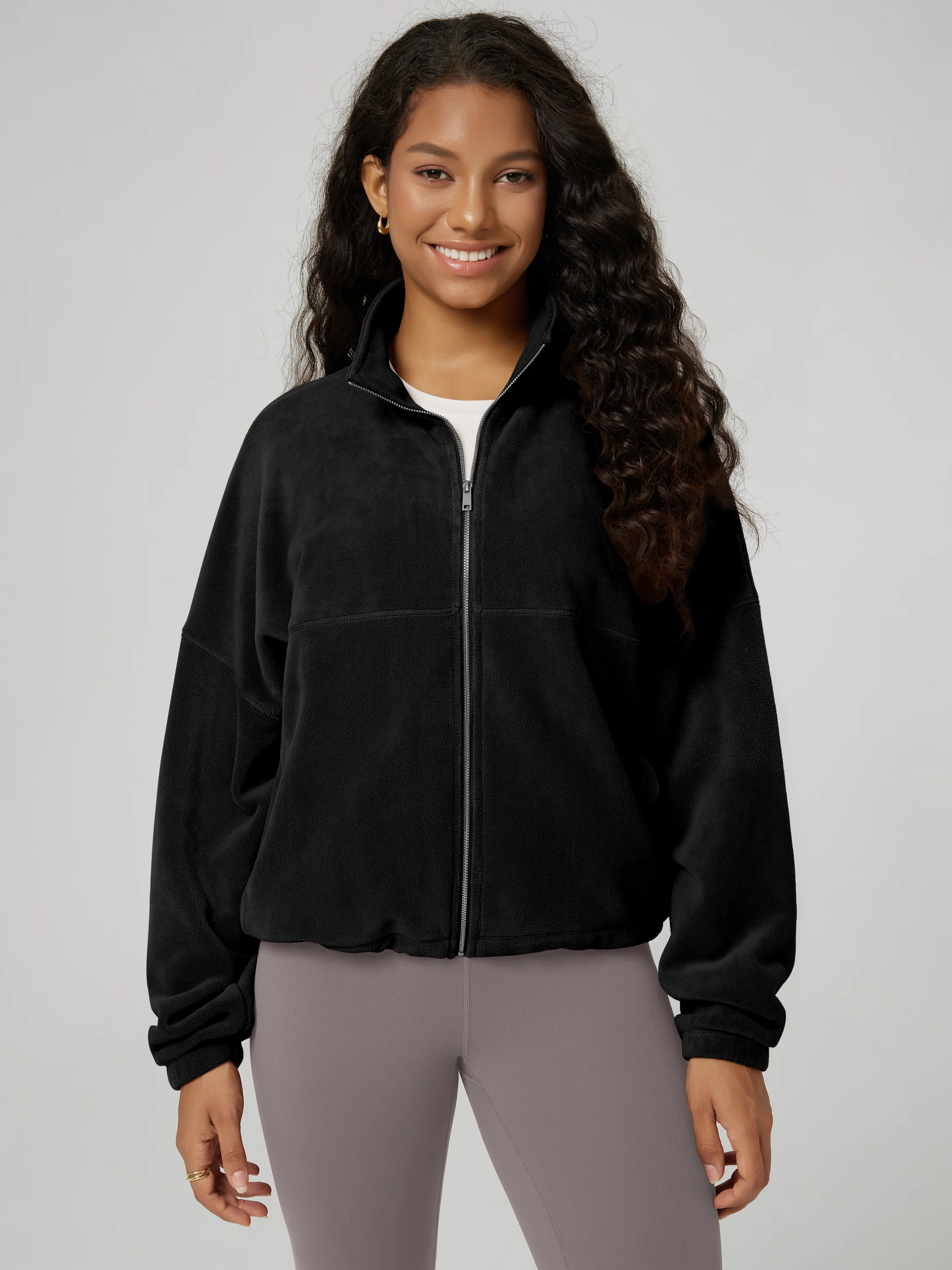Polar Fleece Full-Zip Cinchable Jacket with Pockets - Image 2
