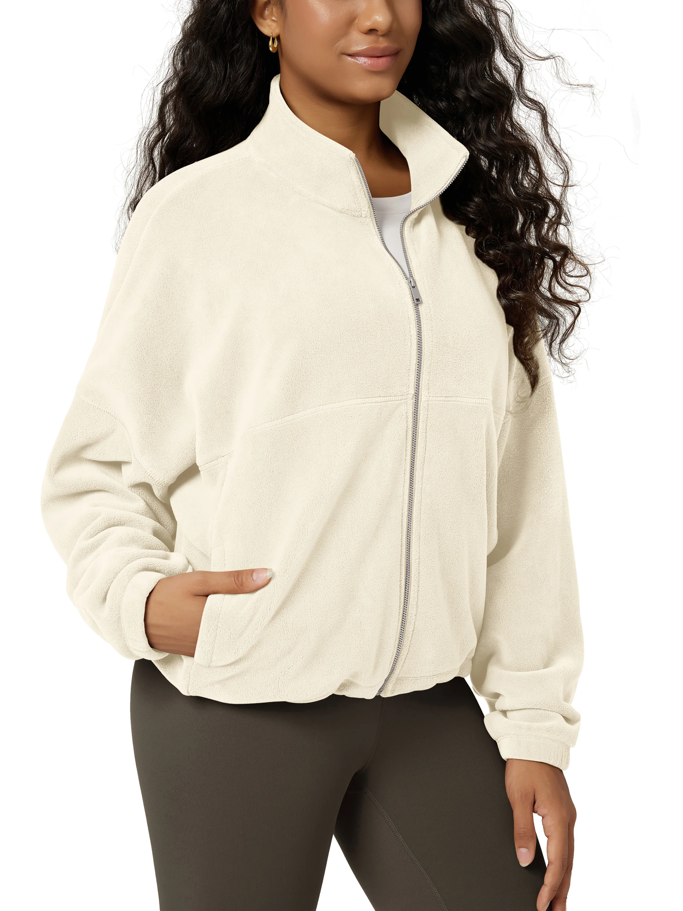 Polar Fleece Full-Zip Cinchable Jacket with Pockets - Image 21