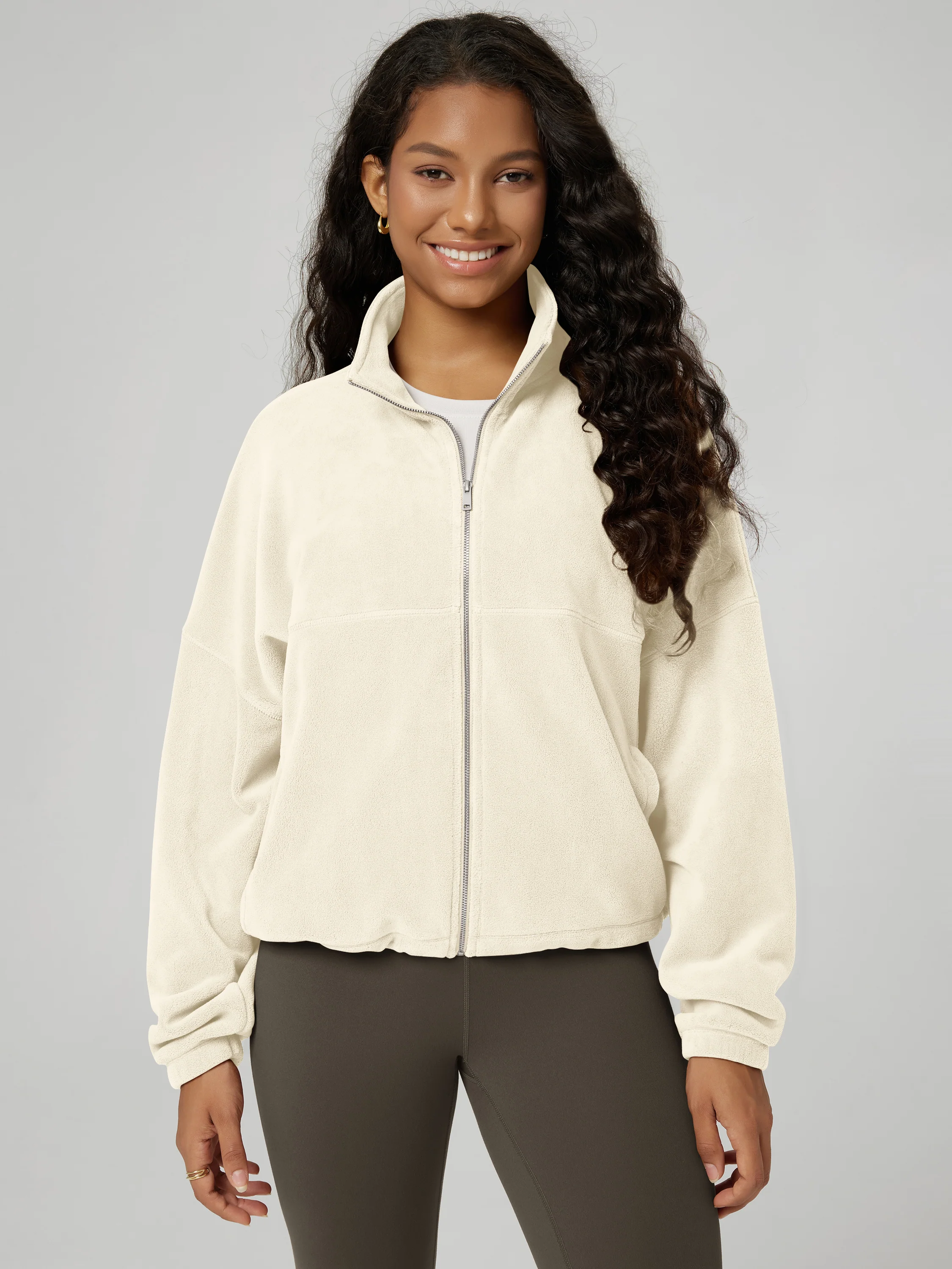 Polar Fleece Full-Zip Cinchable Jacket with Pockets - Image 22