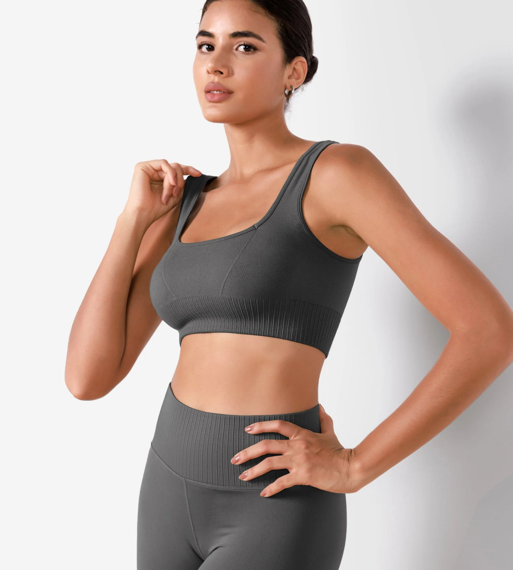 Ribbed Square Neck Sports Bra - Image 4