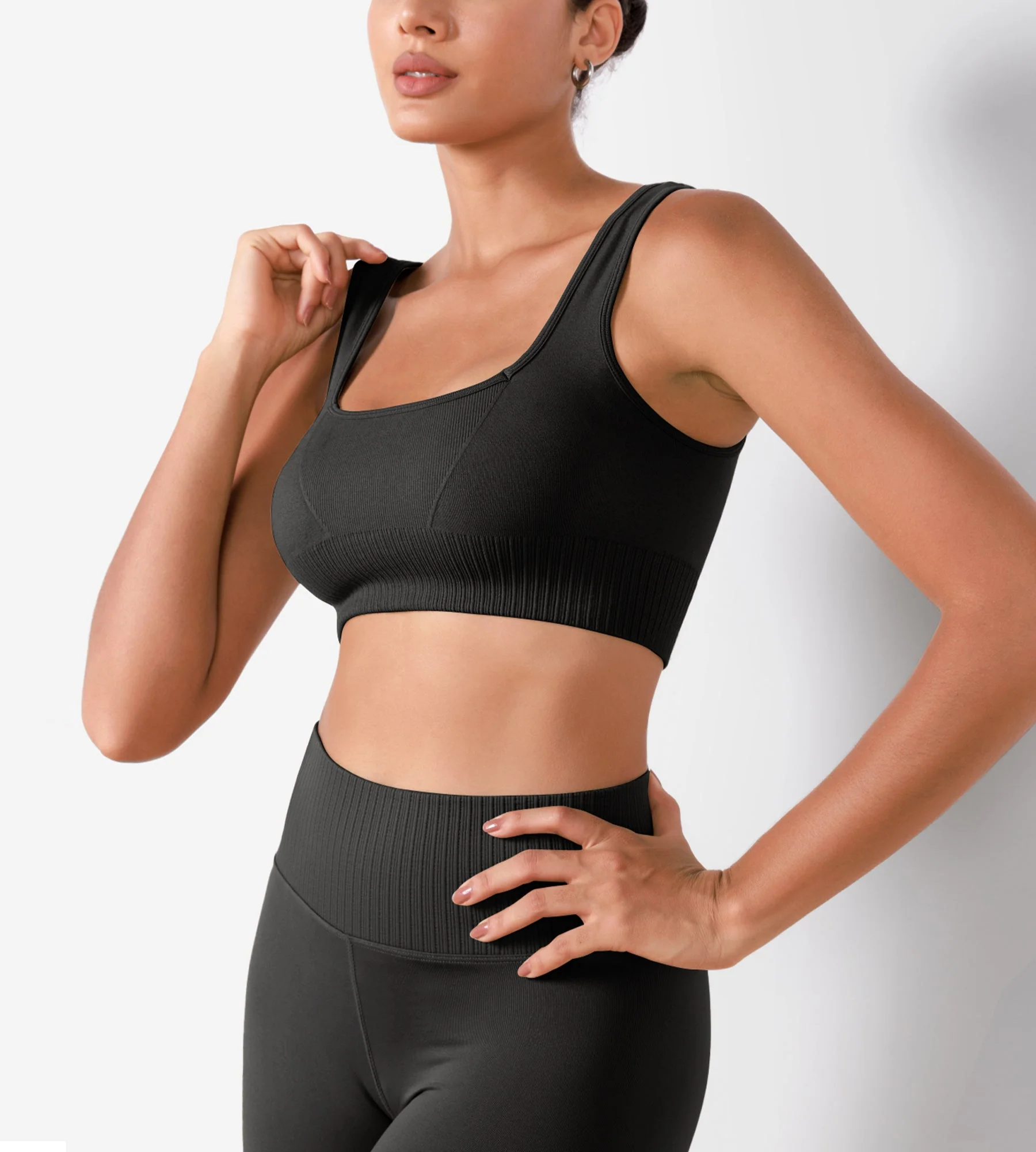 Ribbed Square Neck Sports Bra - Image 9