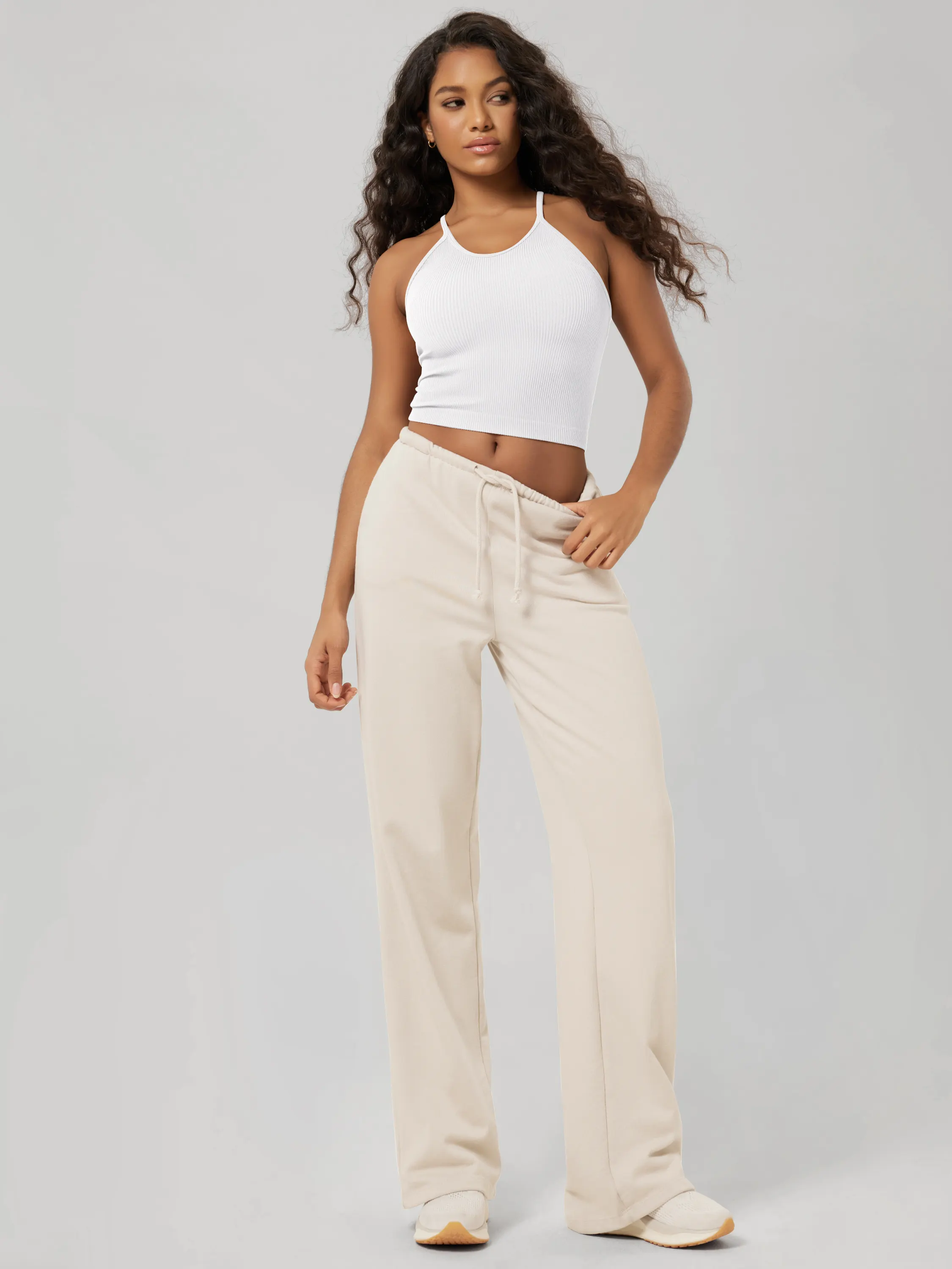 Seamless Rib-Knit Camisole Tank Tops (Long Crop Length) - Image 169