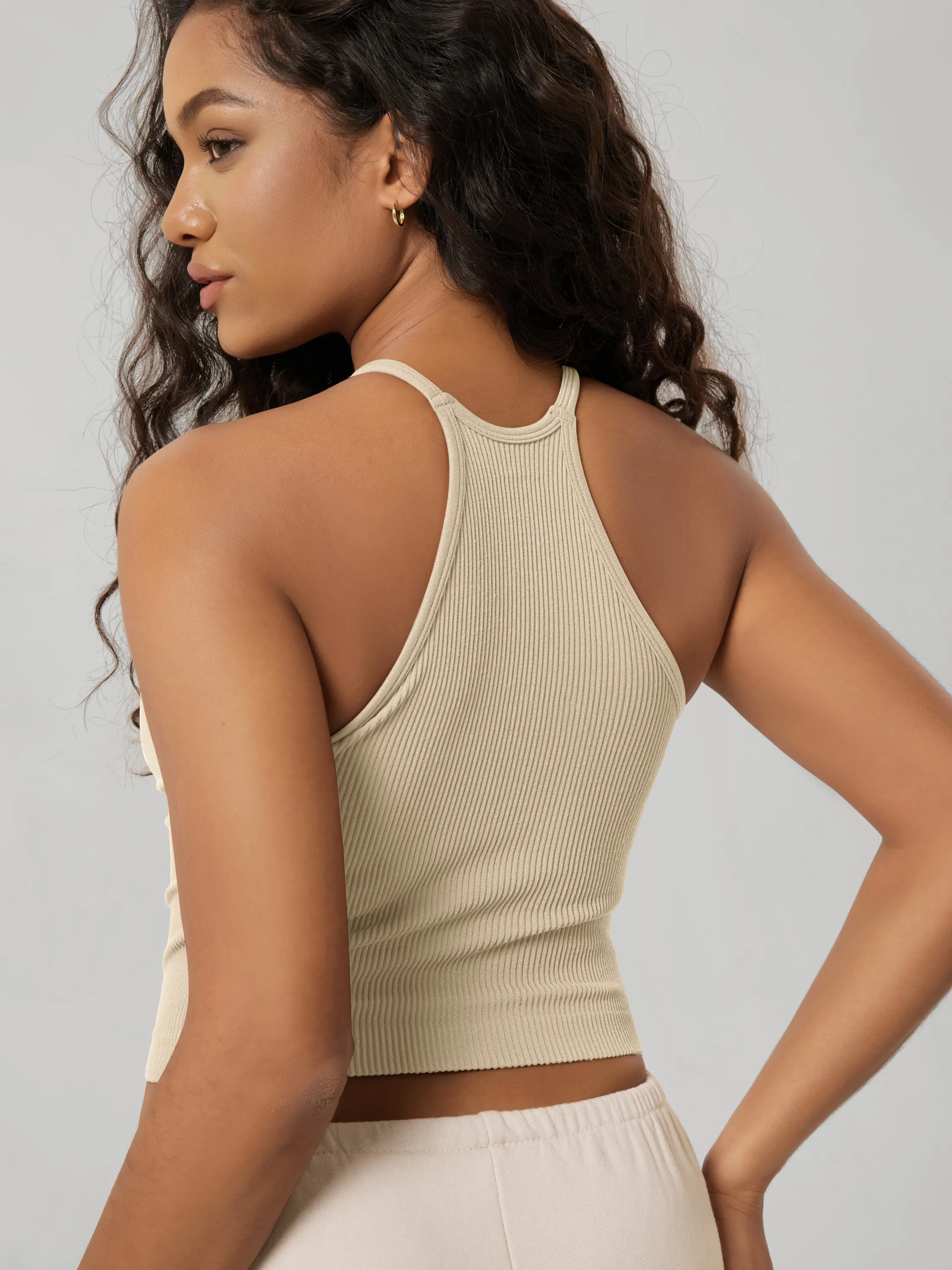 Seamless Rib-Knit Camisole Tank Tops (Long Crop Length) - Image 18