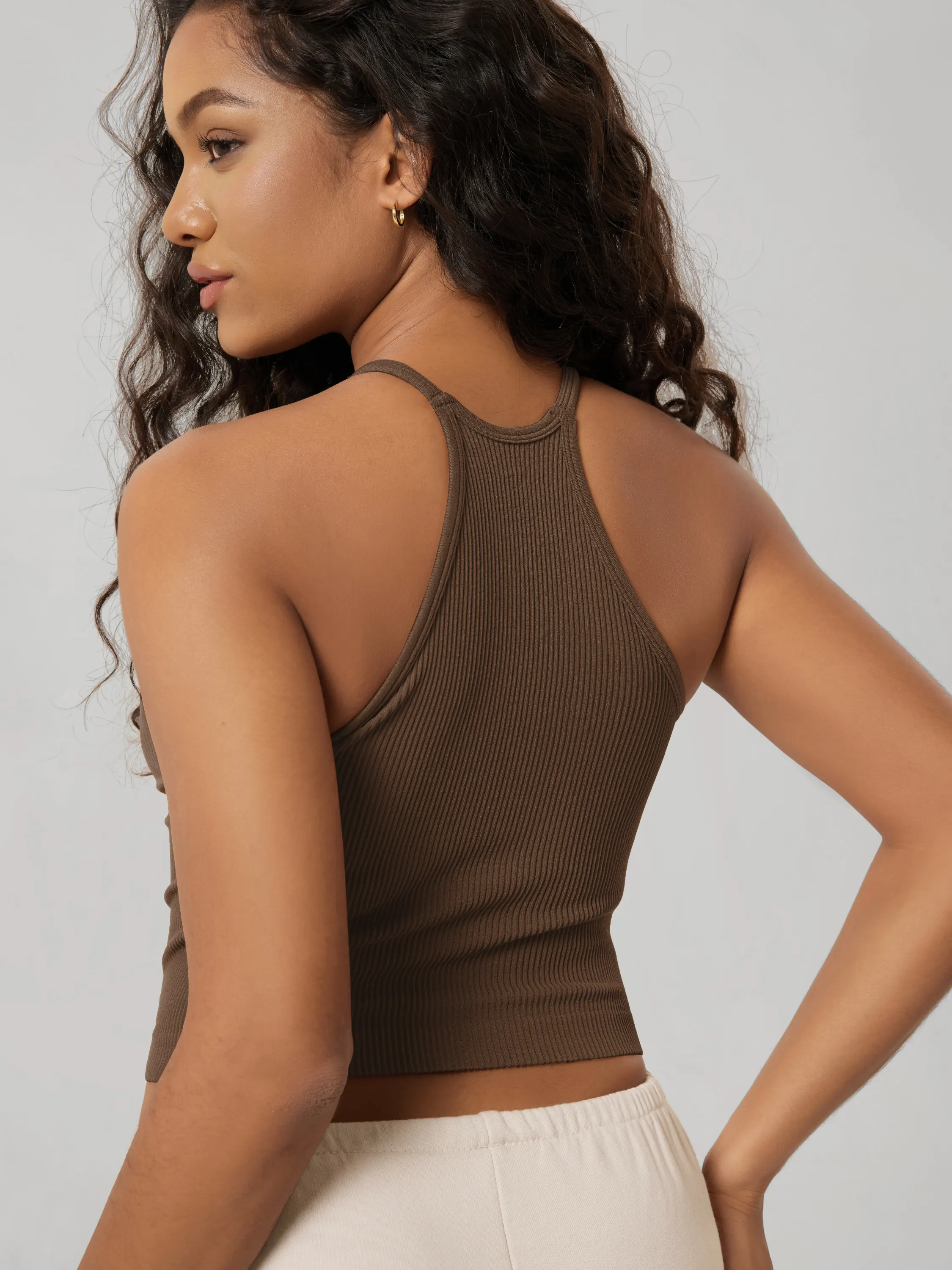 Seamless Rib-Knit Camisole Tank Tops (Long Crop Length) - Image 38
