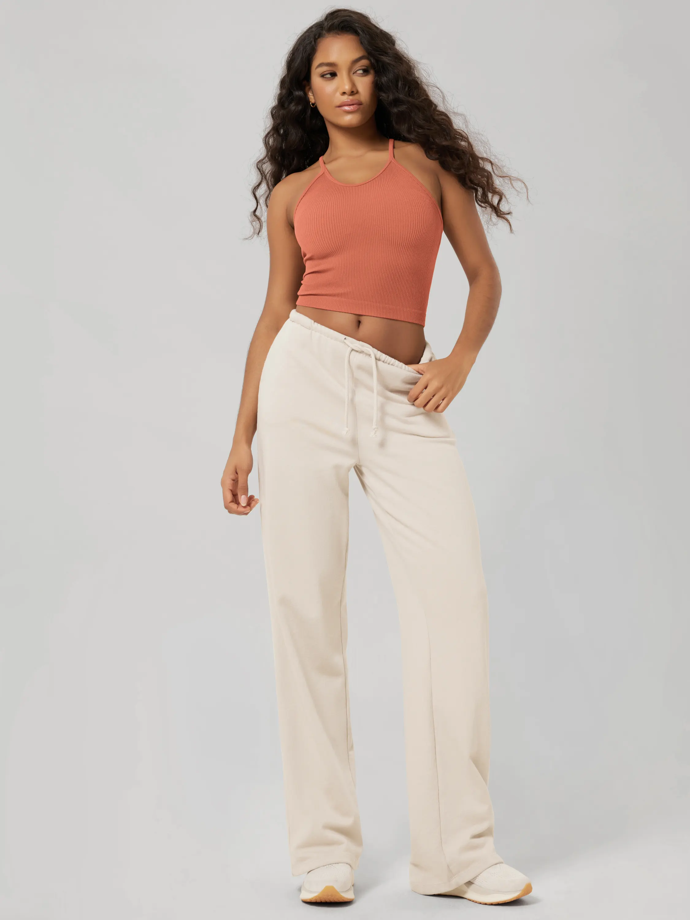Seamless Rib-Knit Camisole Tank Tops (Long Crop Length) - Image 4
