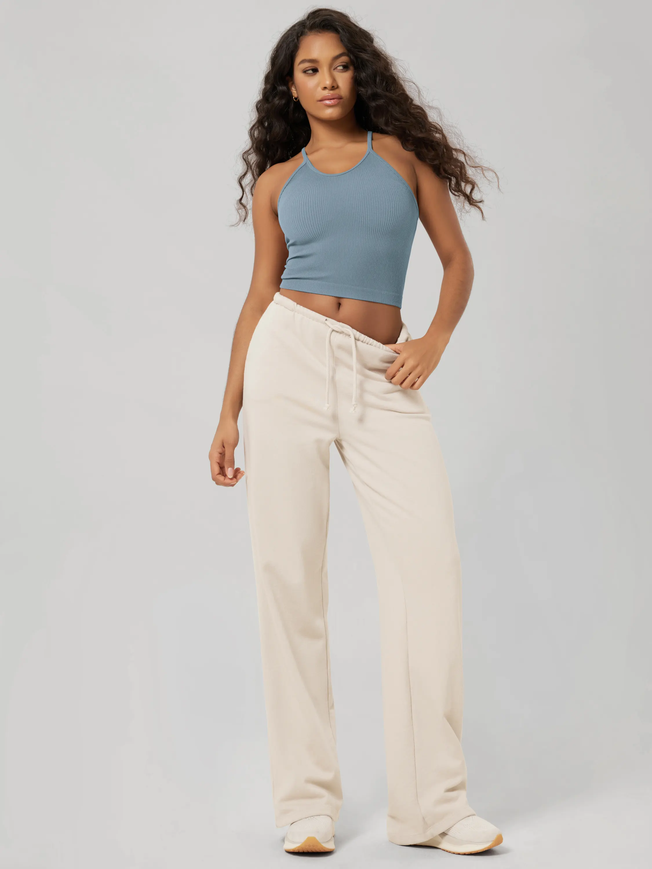 Seamless Rib-Knit Camisole Tank Tops (Long Crop Length) - Image 54