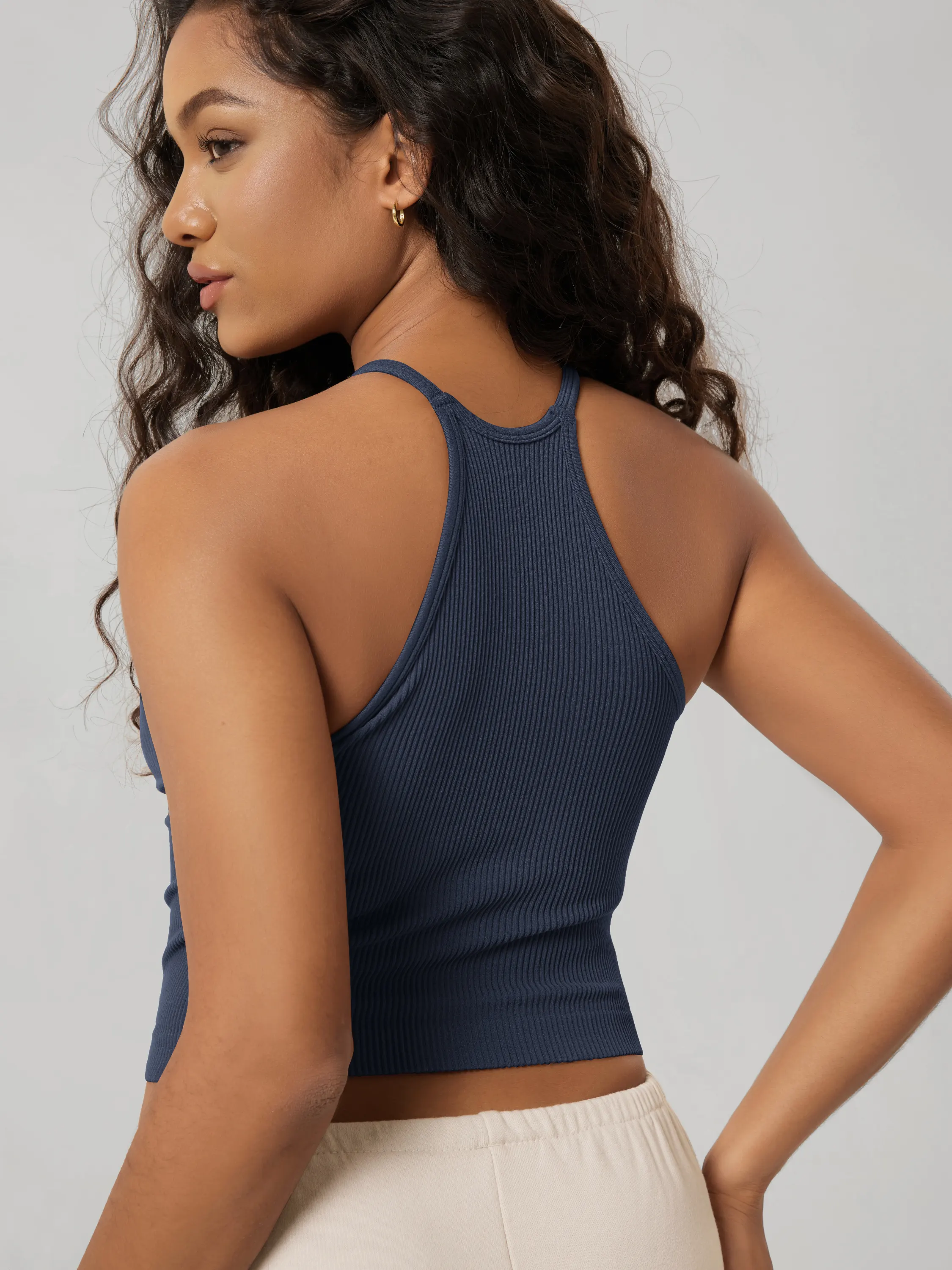Seamless Rib-Knit Camisole Tank Tops (Long Crop Length) - Image 98
