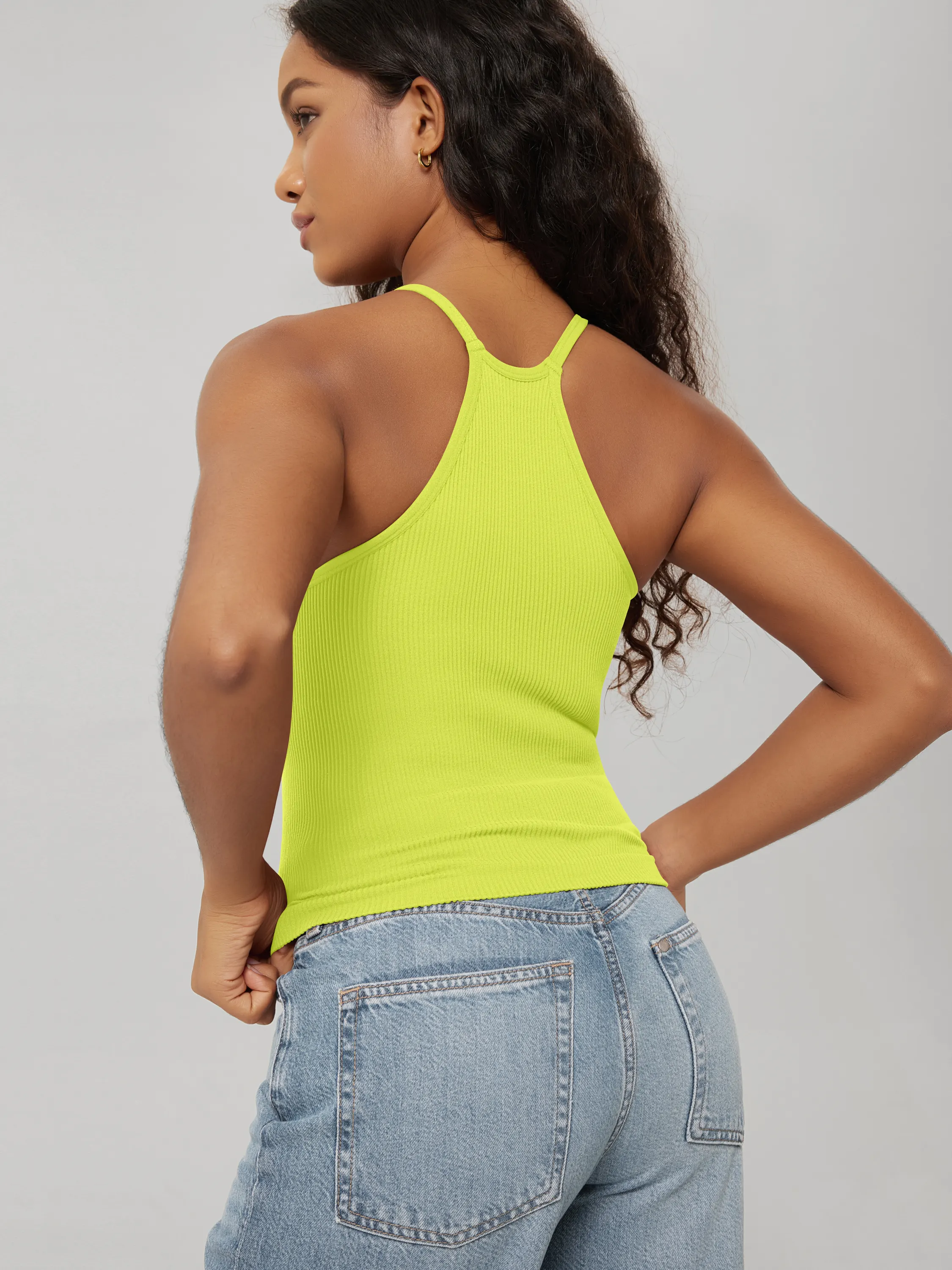 Seamless Rib-Knit Camisole Tank Tops (Waist Length) - Image 102