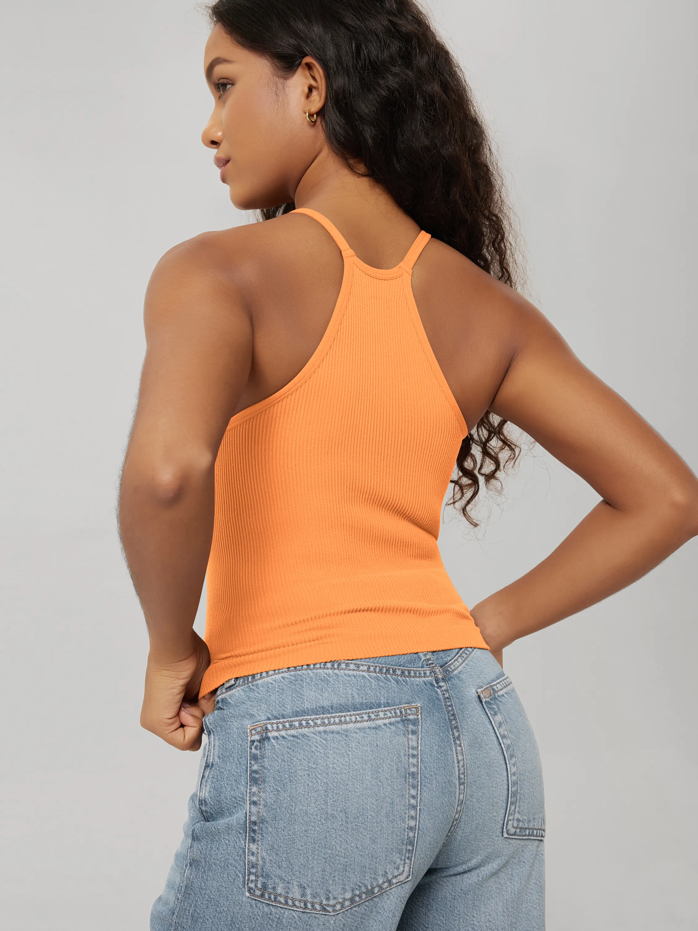 Seamless Rib-Knit Camisole Tank Tops (Waist Length) - Image 107