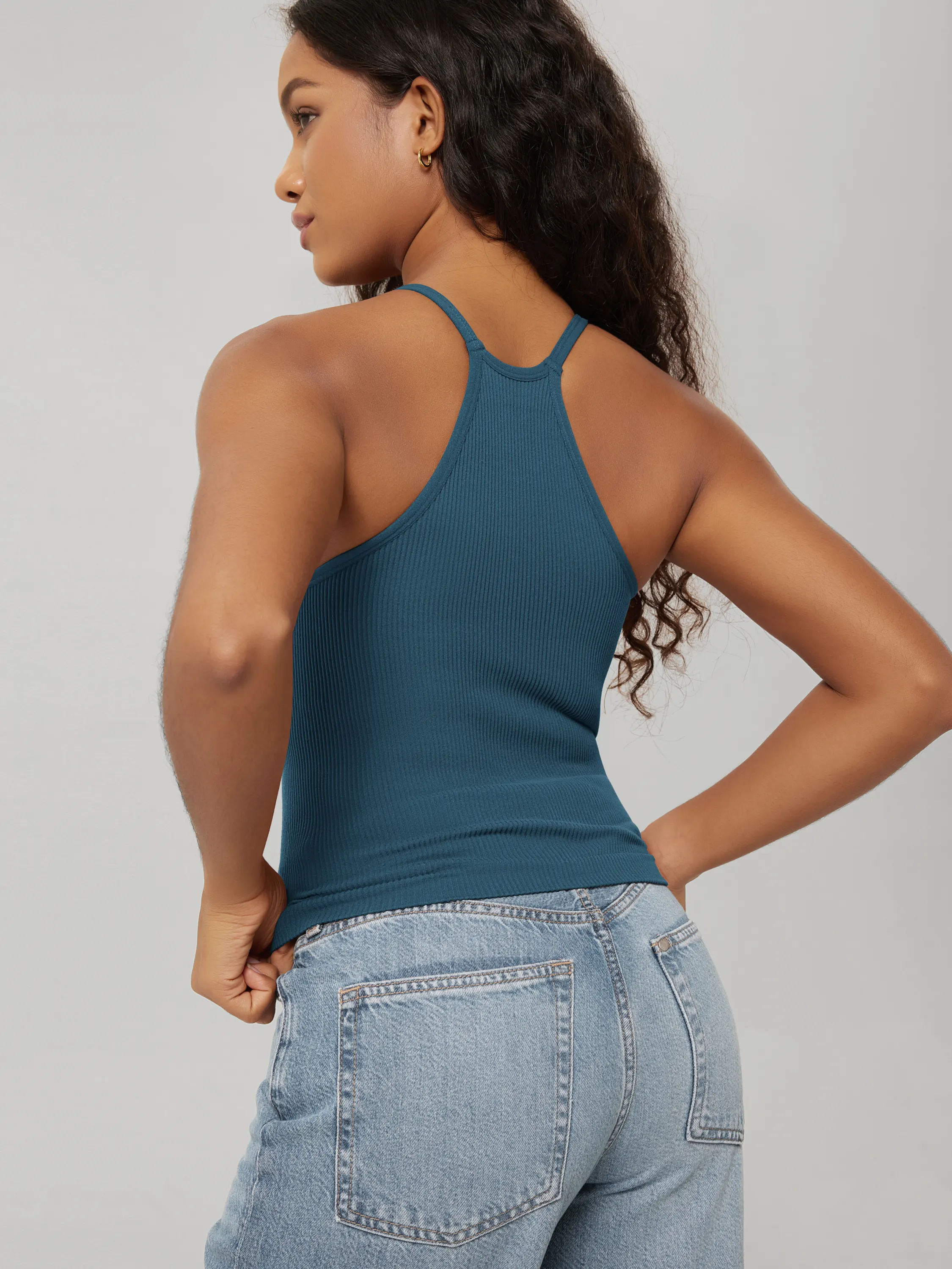 Seamless Rib-Knit Camisole Tank Tops (Waist Length) - Image 127