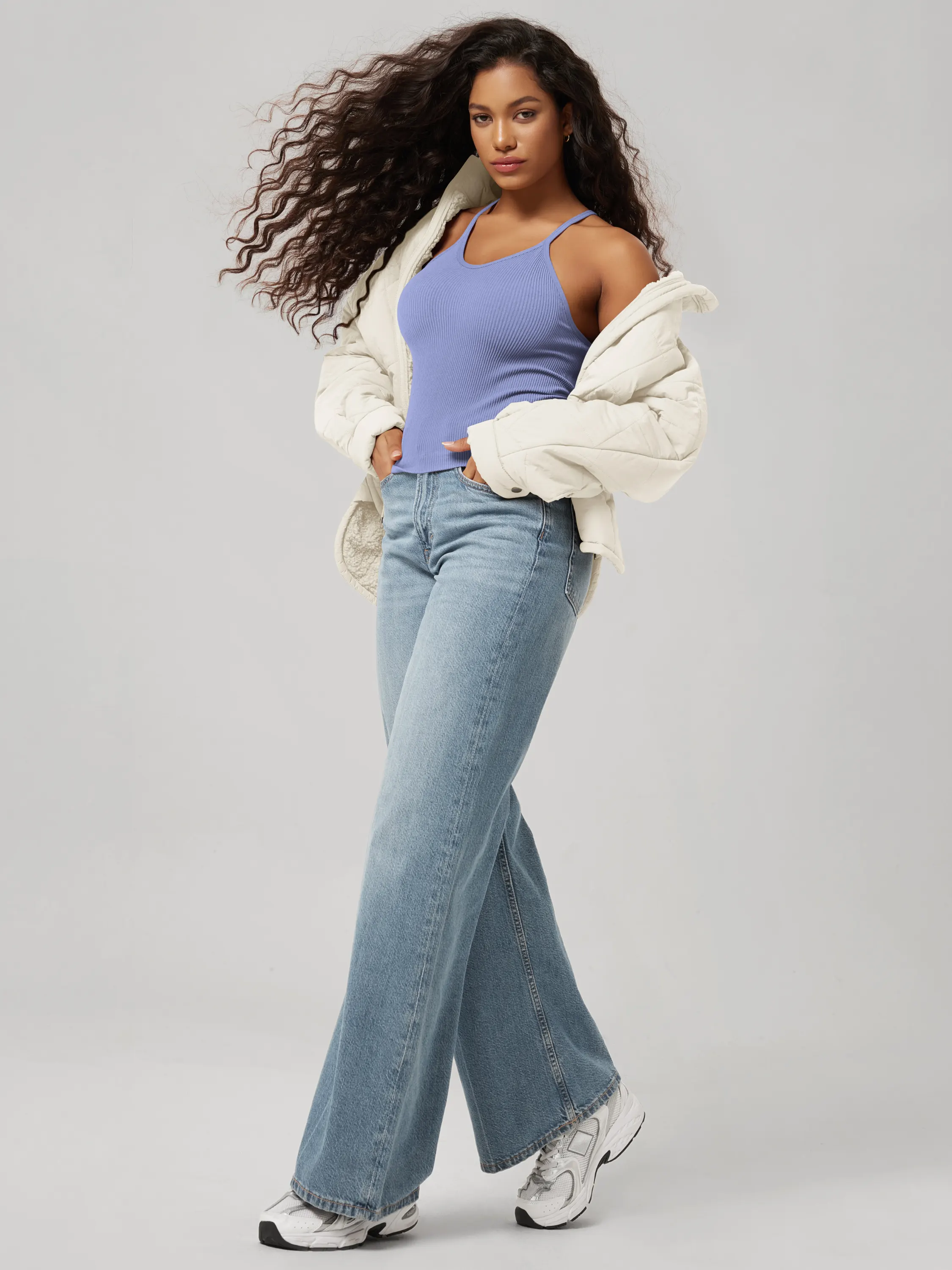 Seamless Rib-Knit Camisole Tank Tops (Waist Length) - Image 139