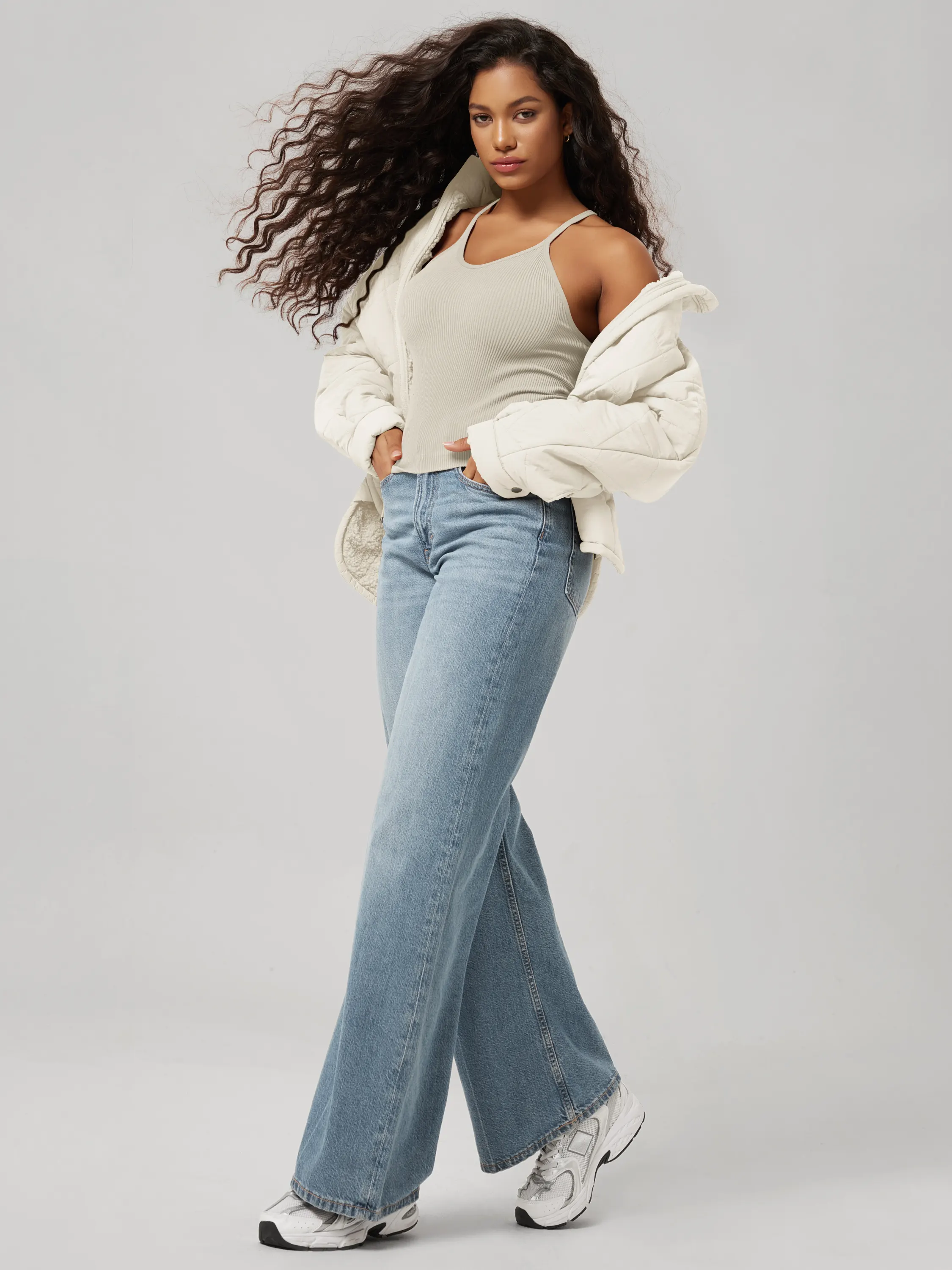 Seamless Rib-Knit Camisole Tank Tops (Waist Length) - Image 149