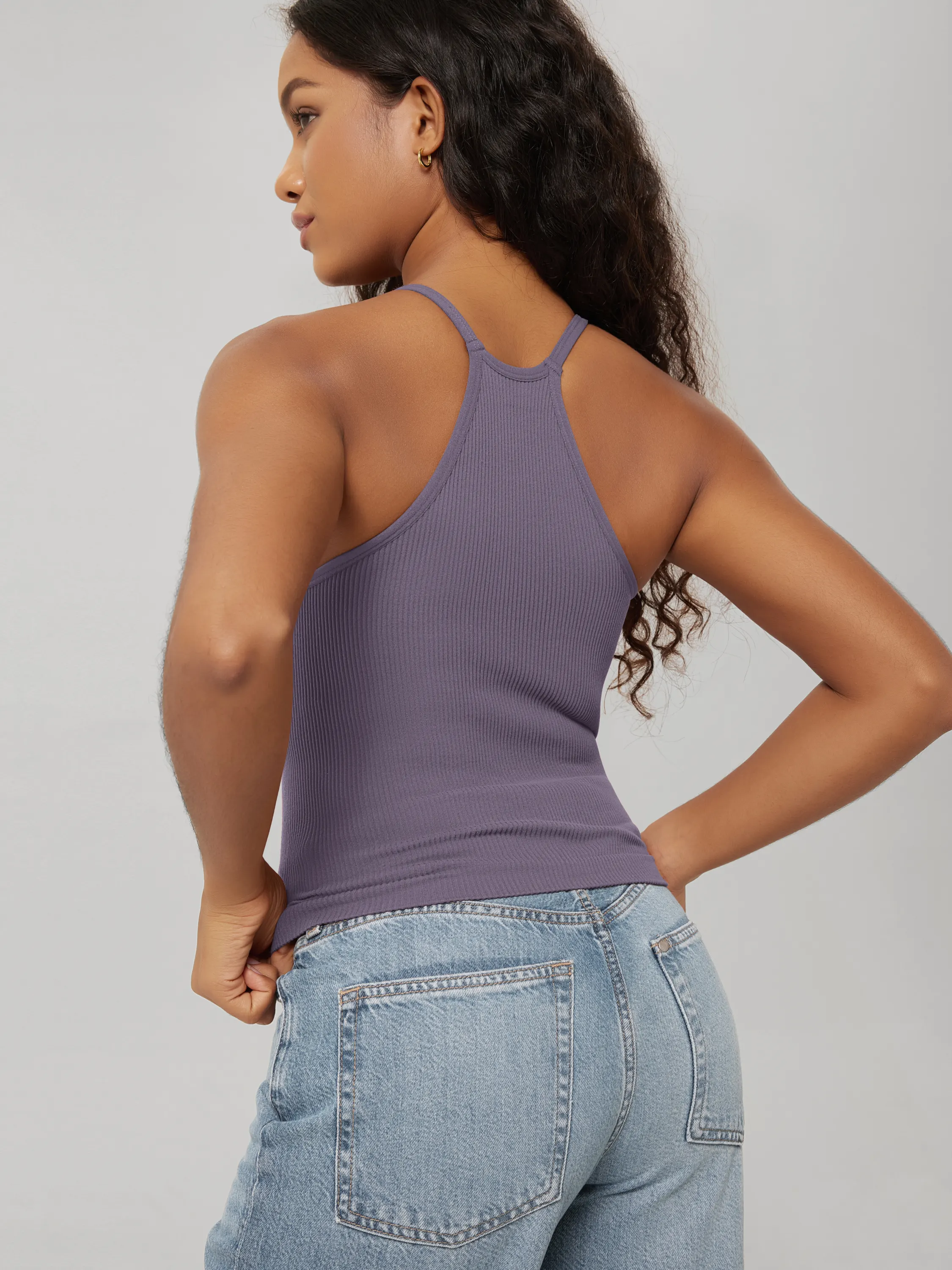 Seamless Rib-Knit Camisole Tank Tops (Waist Length) - Image 162