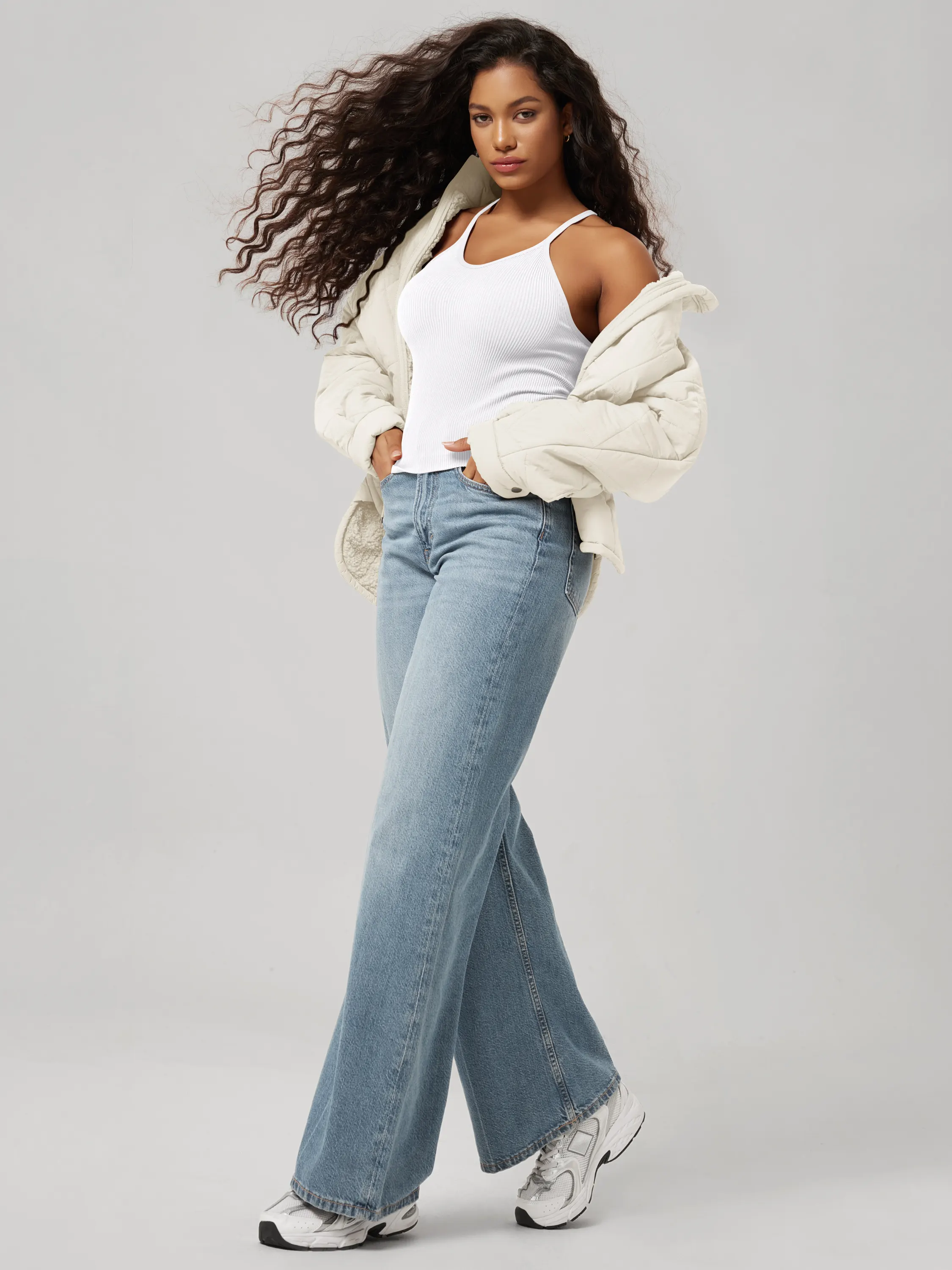 Seamless Rib-Knit Camisole Tank Tops (Waist Length) - Image 169