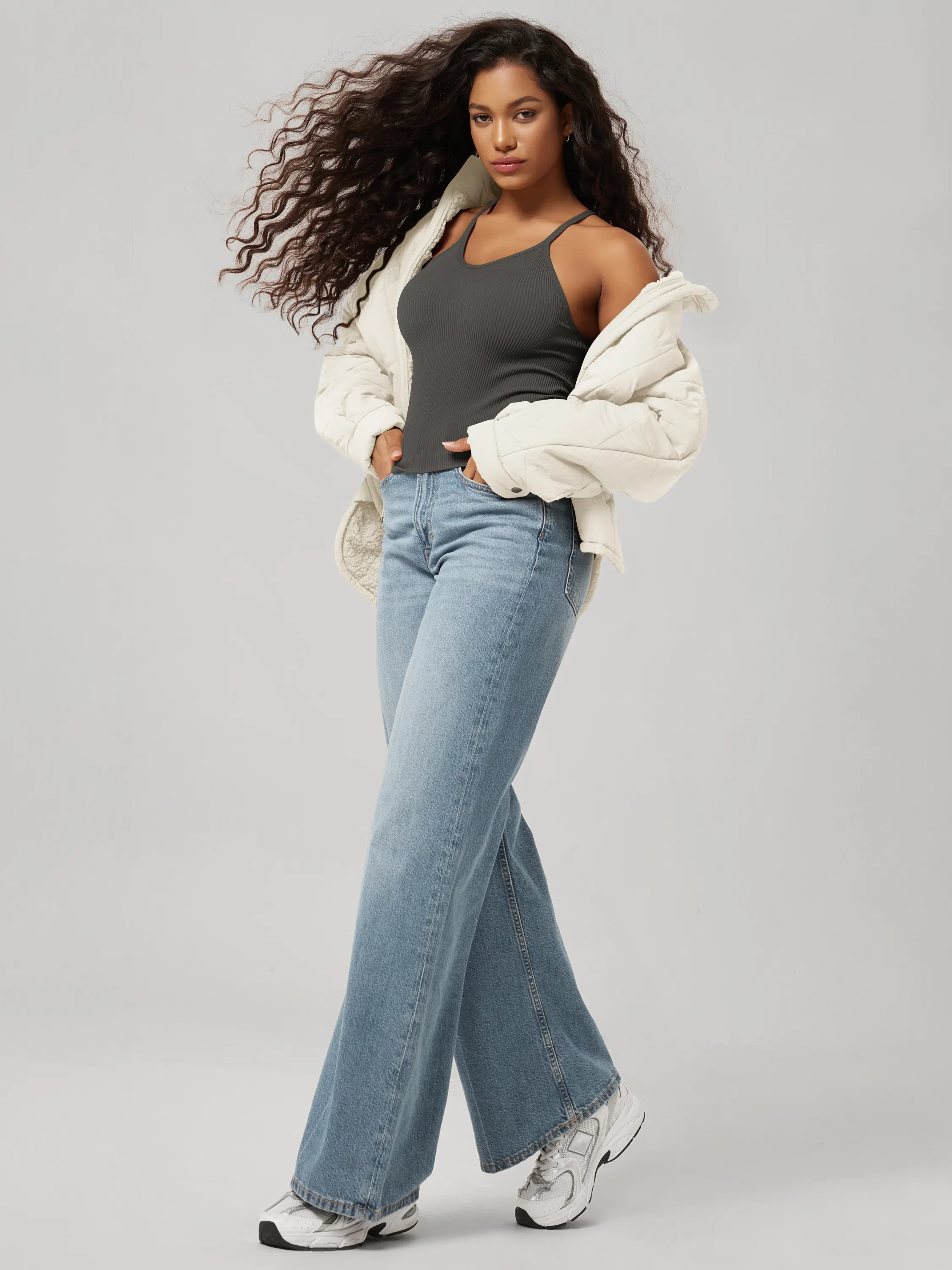 Seamless Rib-Knit Camisole Tank Tops (Waist Length) - Image 39