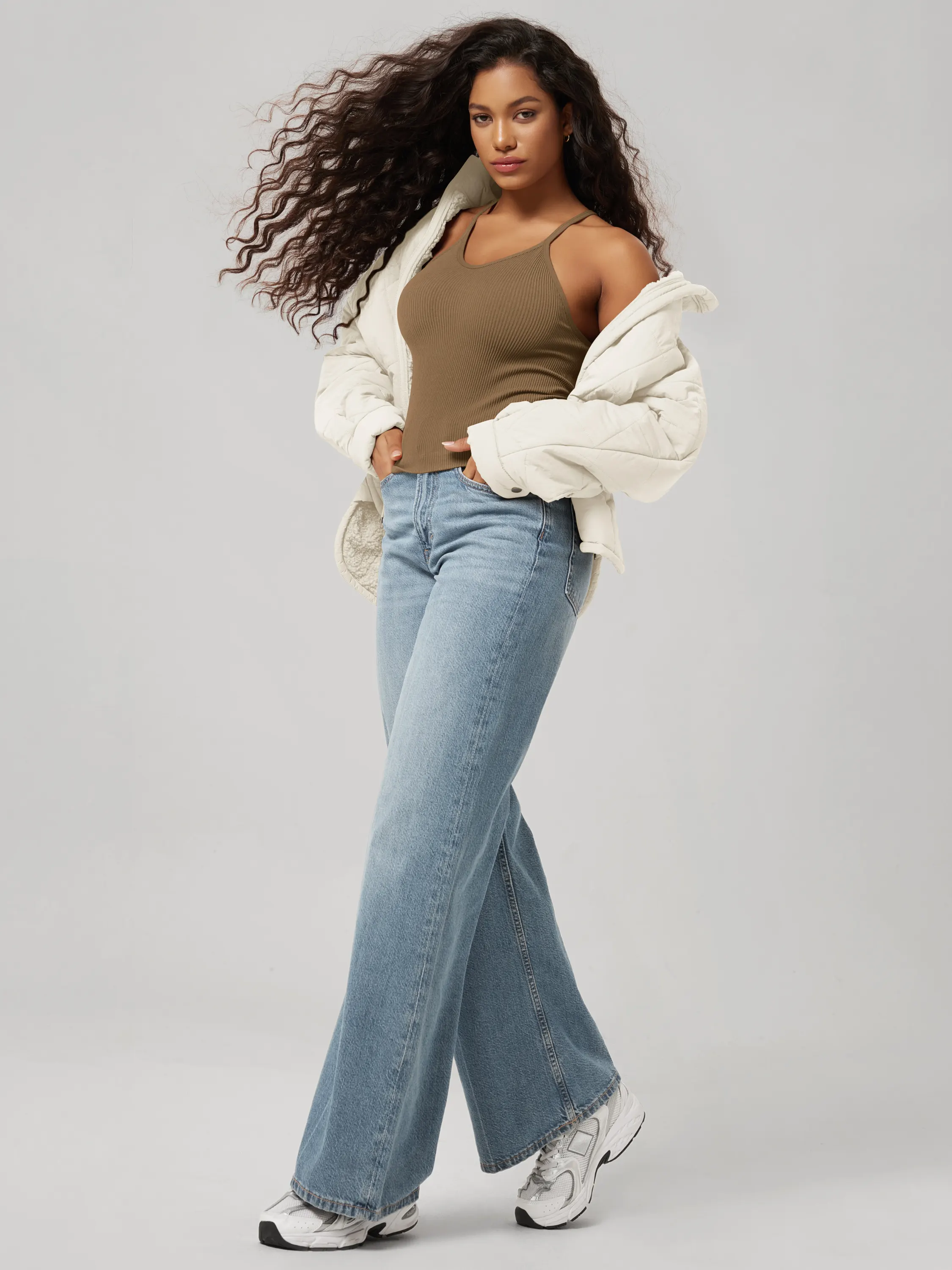 Seamless Rib-Knit Camisole Tank Tops (Waist Length) - Image 64