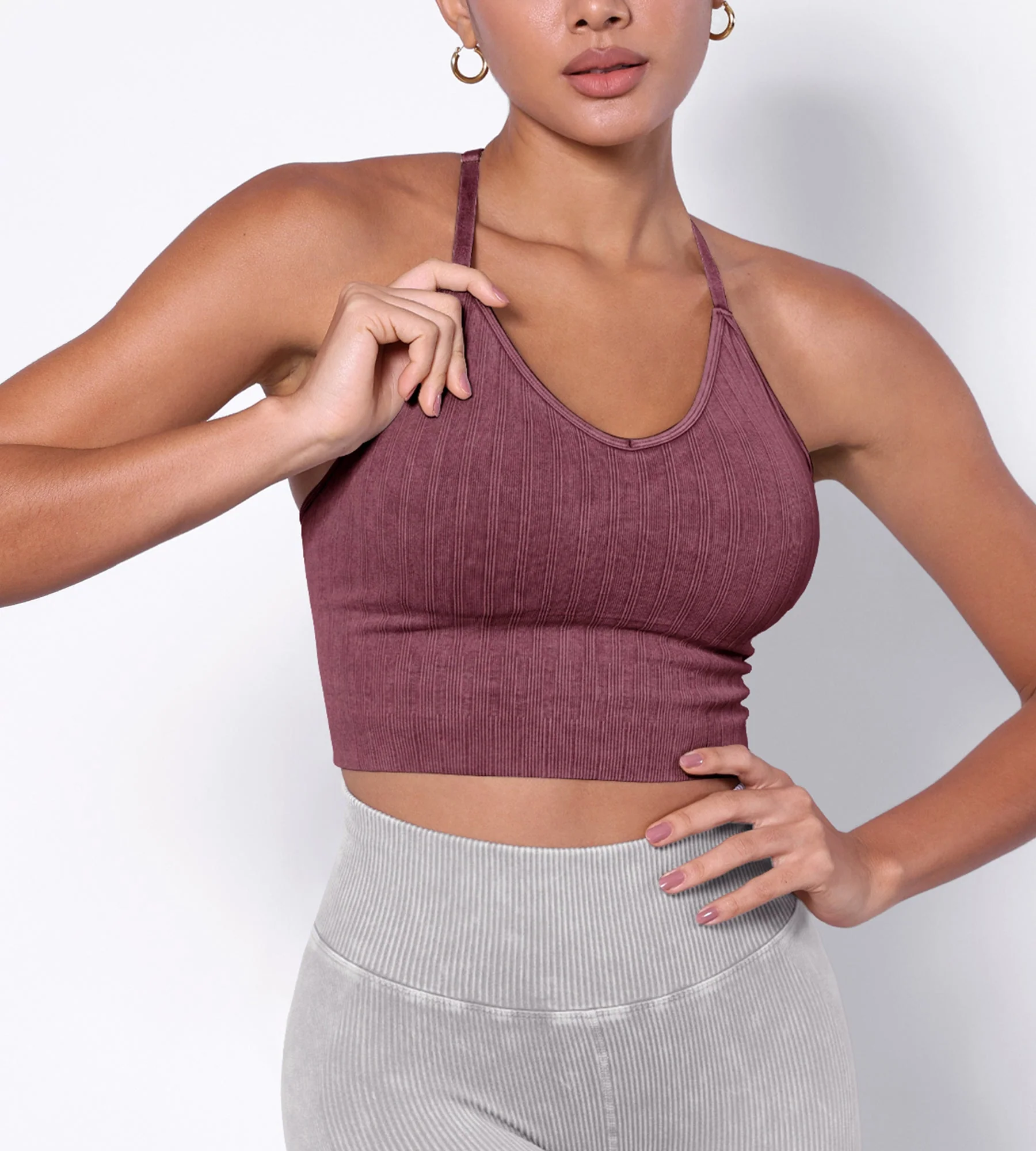 Seamless Strappy Sports Bra with Removable Pads - Image 21