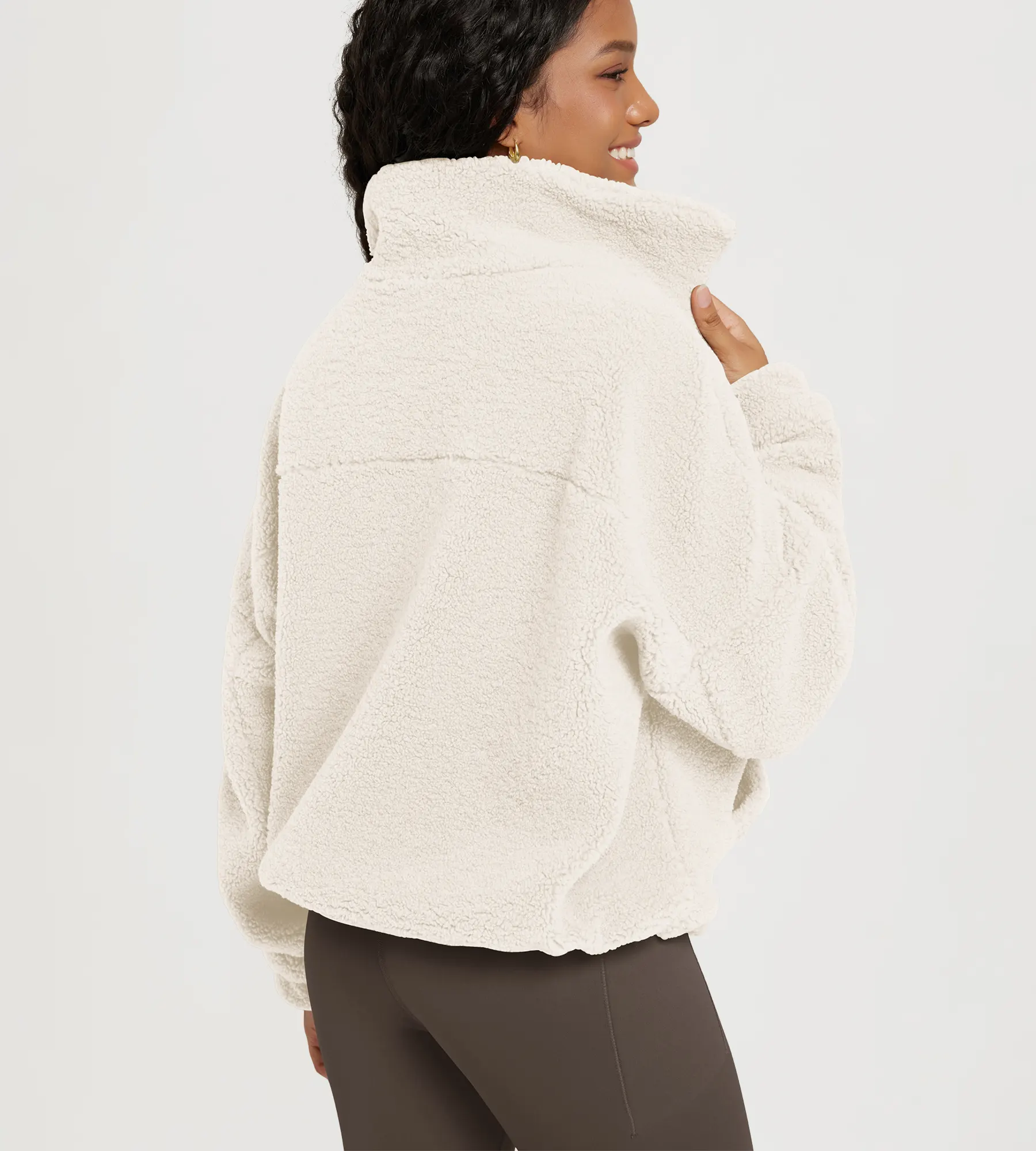 Sherpa Fleece Full-Zip Jacket with Pockets - Image 18