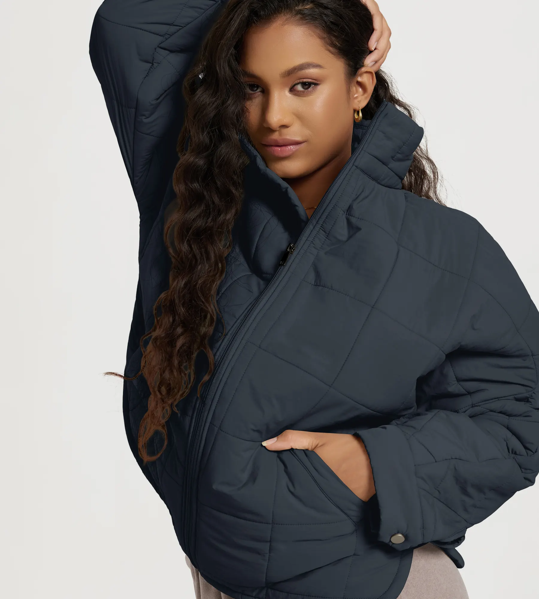 Sherpa Lined Jacket Full Zip Split Hem with Pockets - Image 24