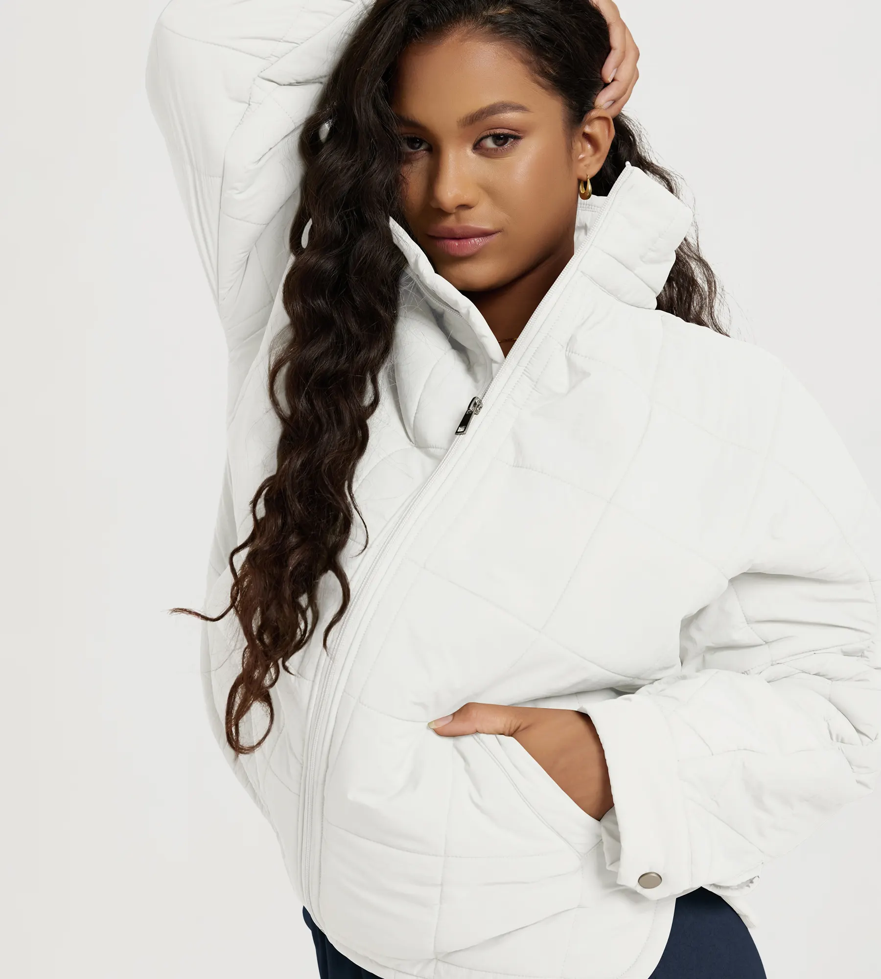 Sherpa Lined Jacket Full Zip Split Hem with Pockets - Image 29