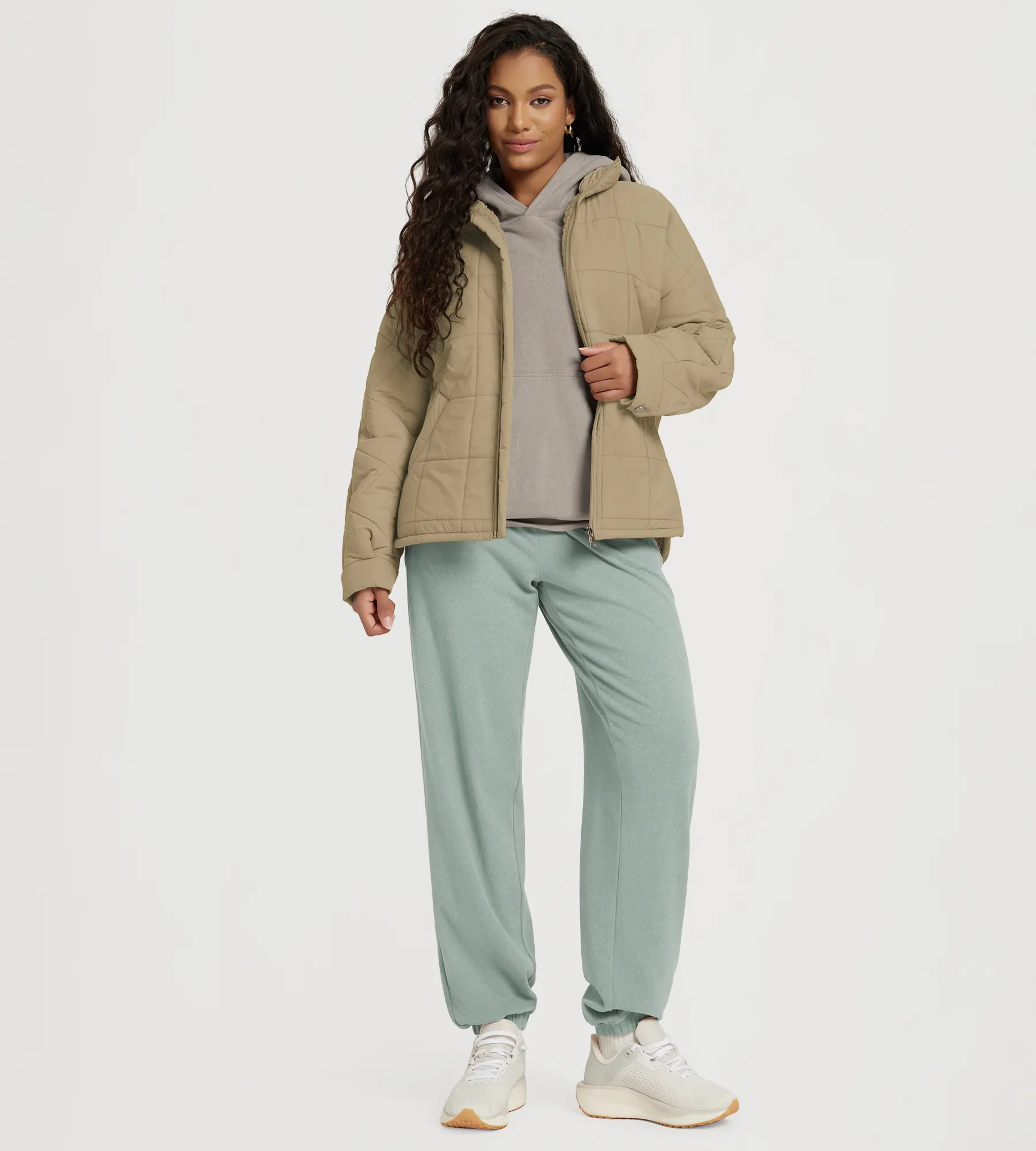 Sherpa Lined Jacket Full Zip Split Hem with Pockets - Image 3
