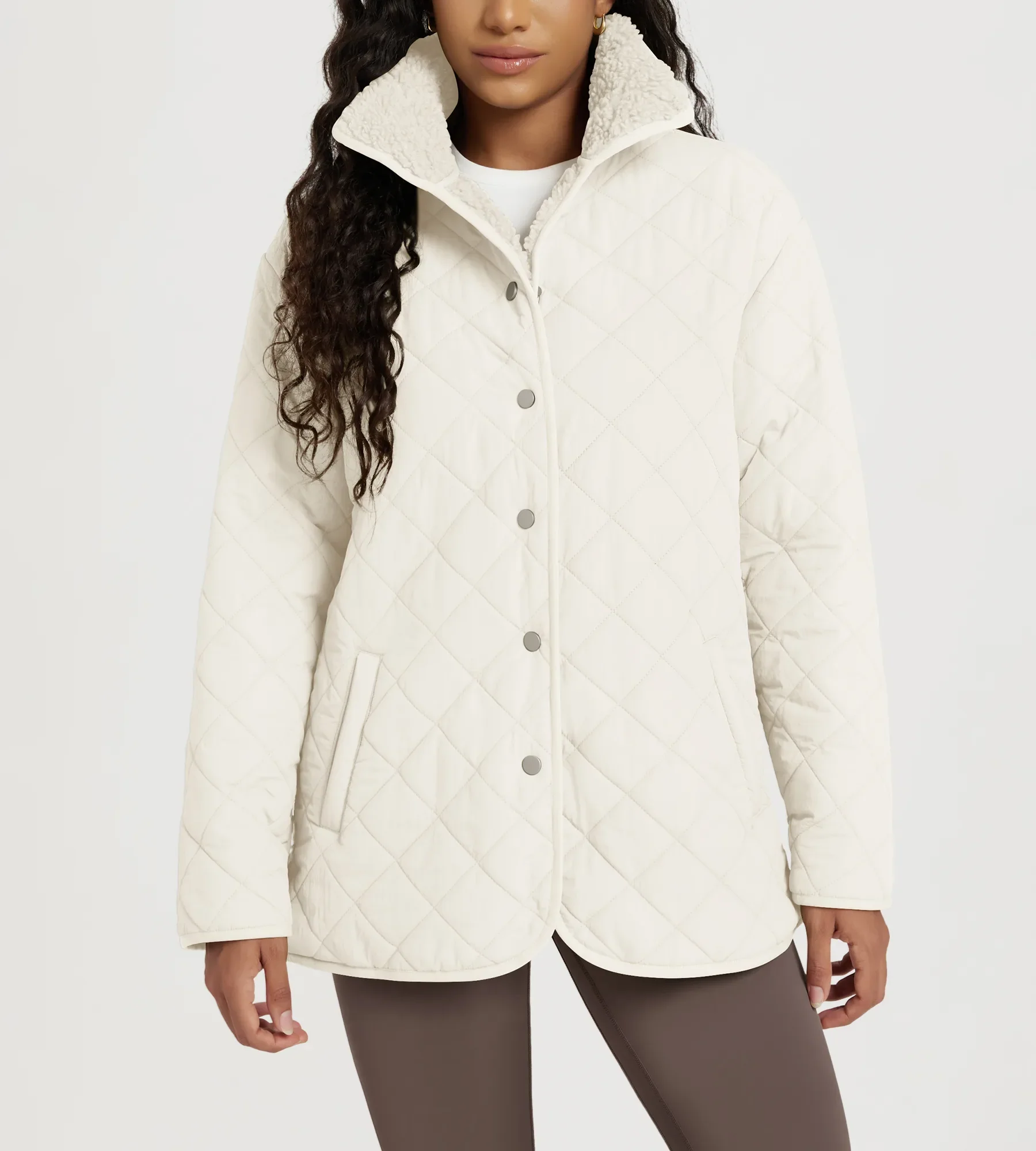 Sherpa Lined Snap Insulated Jacket with Pockets - Image 11