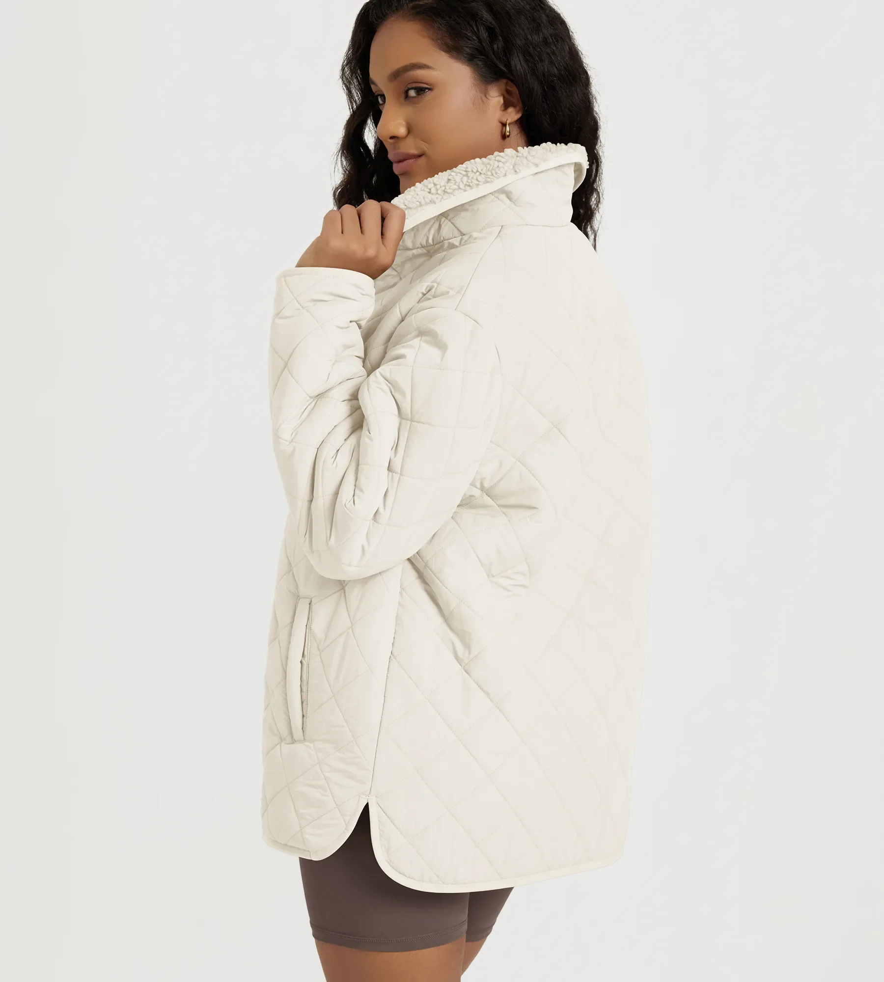 Sherpa Lined Snap Insulated Jacket with Pockets - Image 12