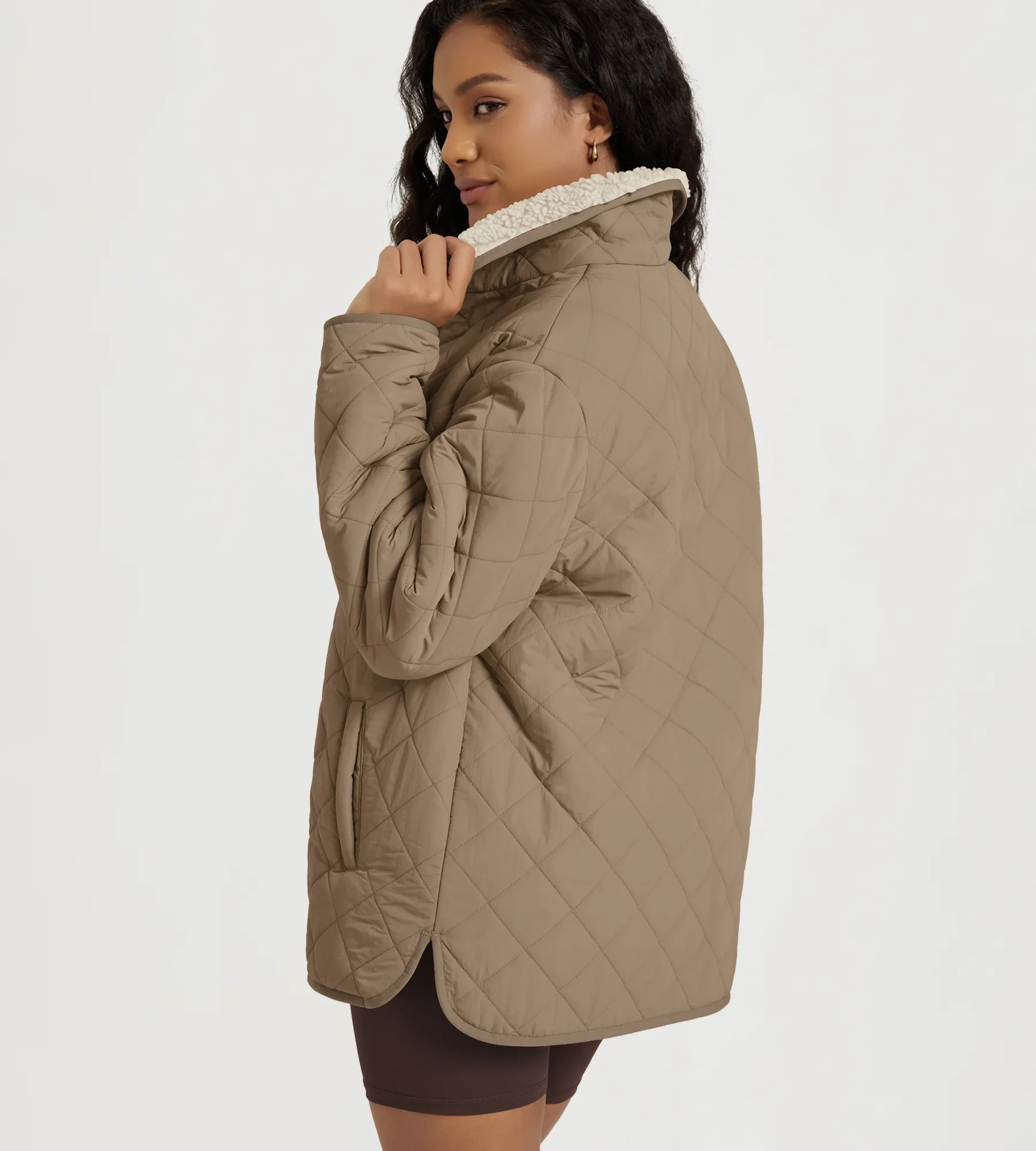 Sherpa Lined Snap Insulated Jacket with Pockets - Image 17