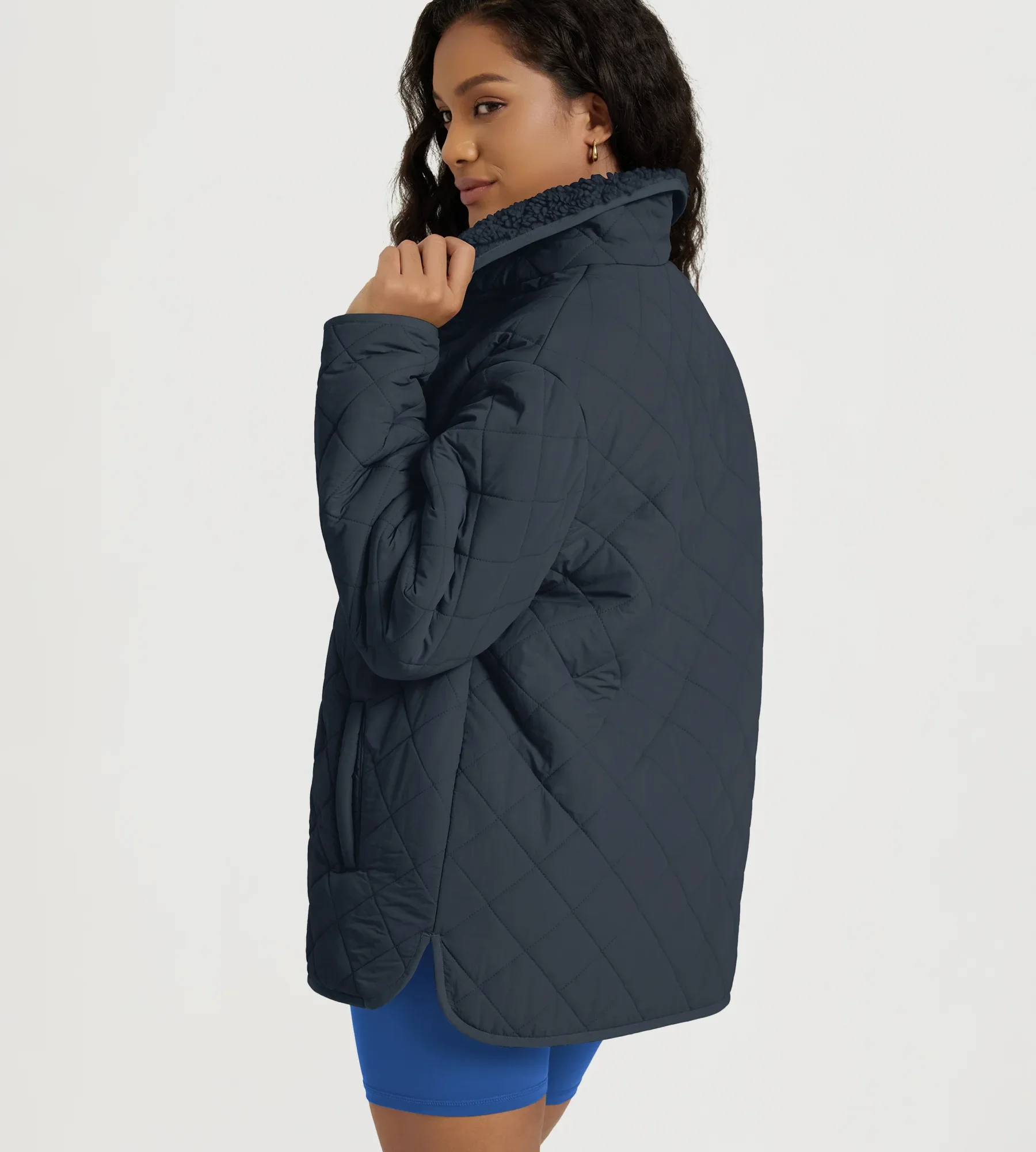 Sherpa Lined Snap Insulated Jacket with Pockets - Image 22