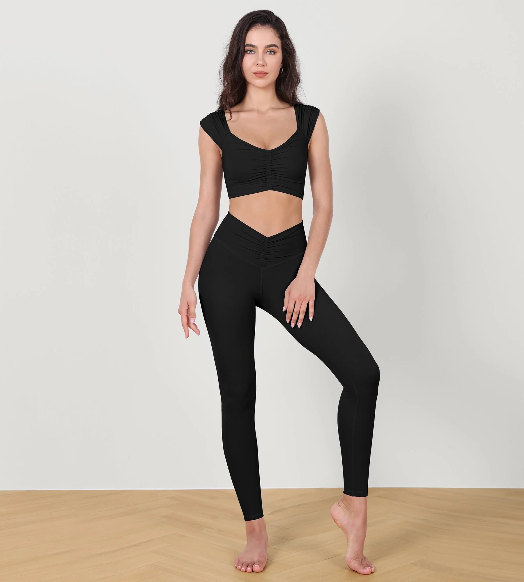 V-Neck Ruched Front Crop Tank - Image 3