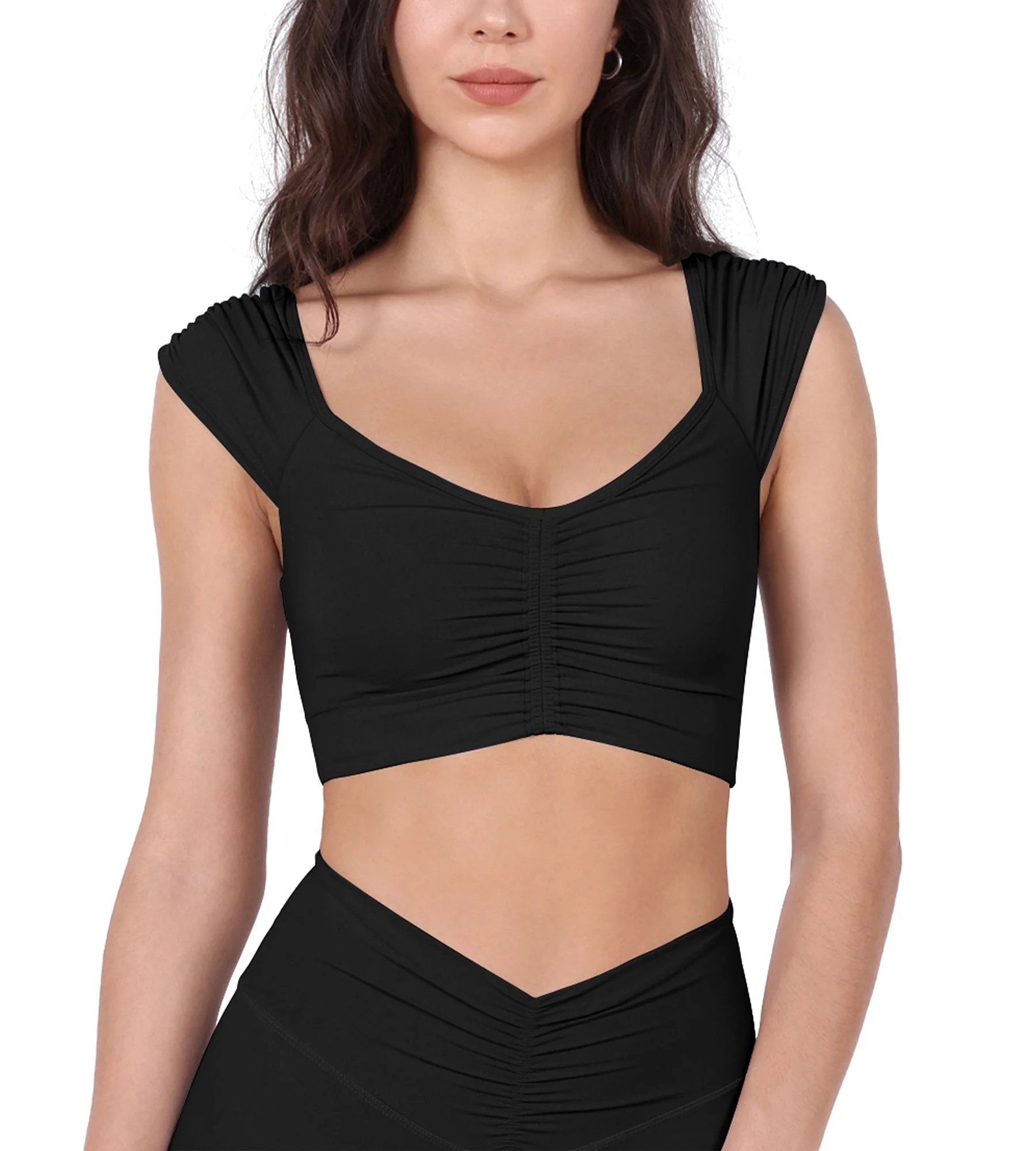 V-Neck Ruched Front Crop Tank - Image 5