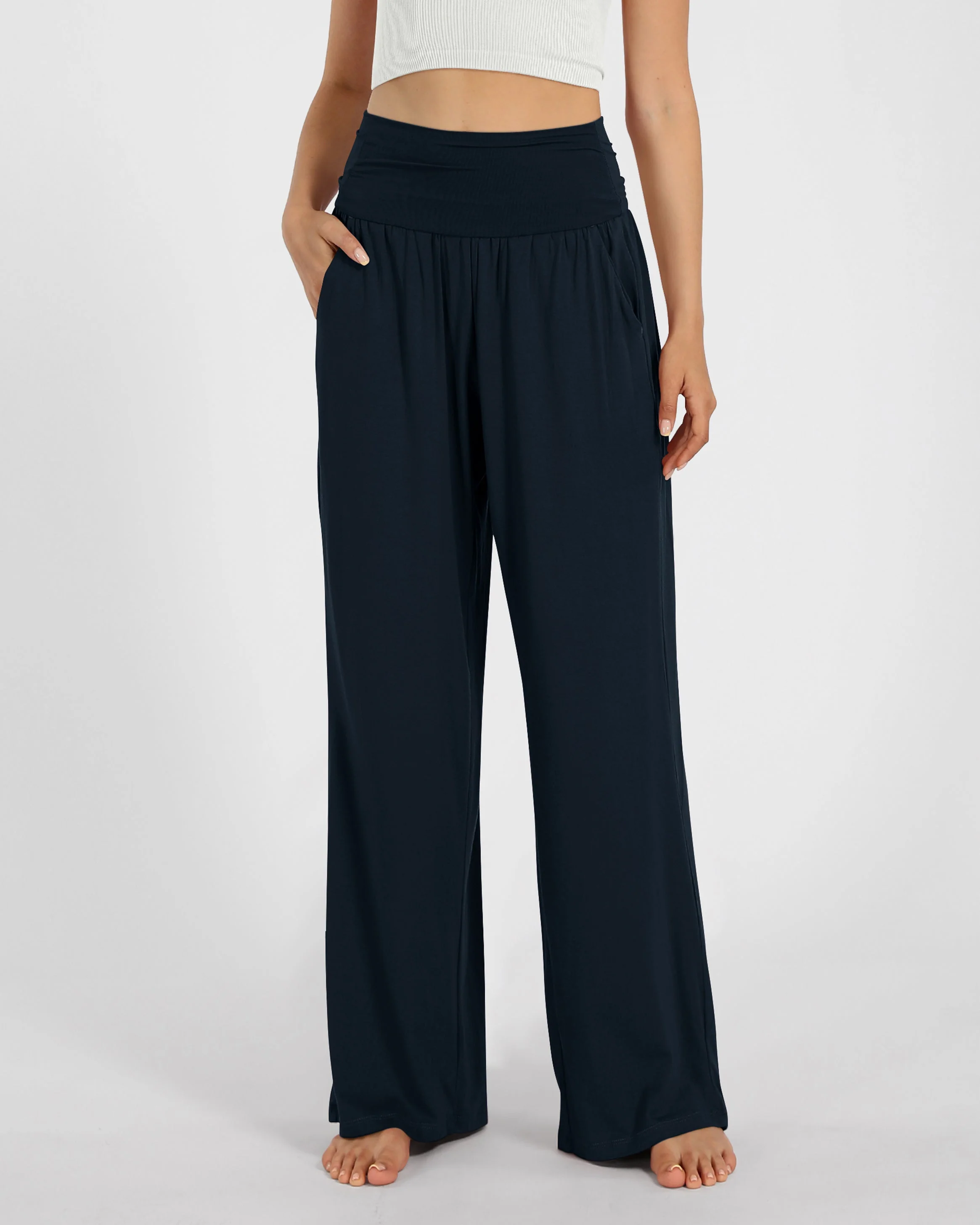28" Wide Leg Palazzo Loose Comfy Lounge Pants with Pockets - Image 29