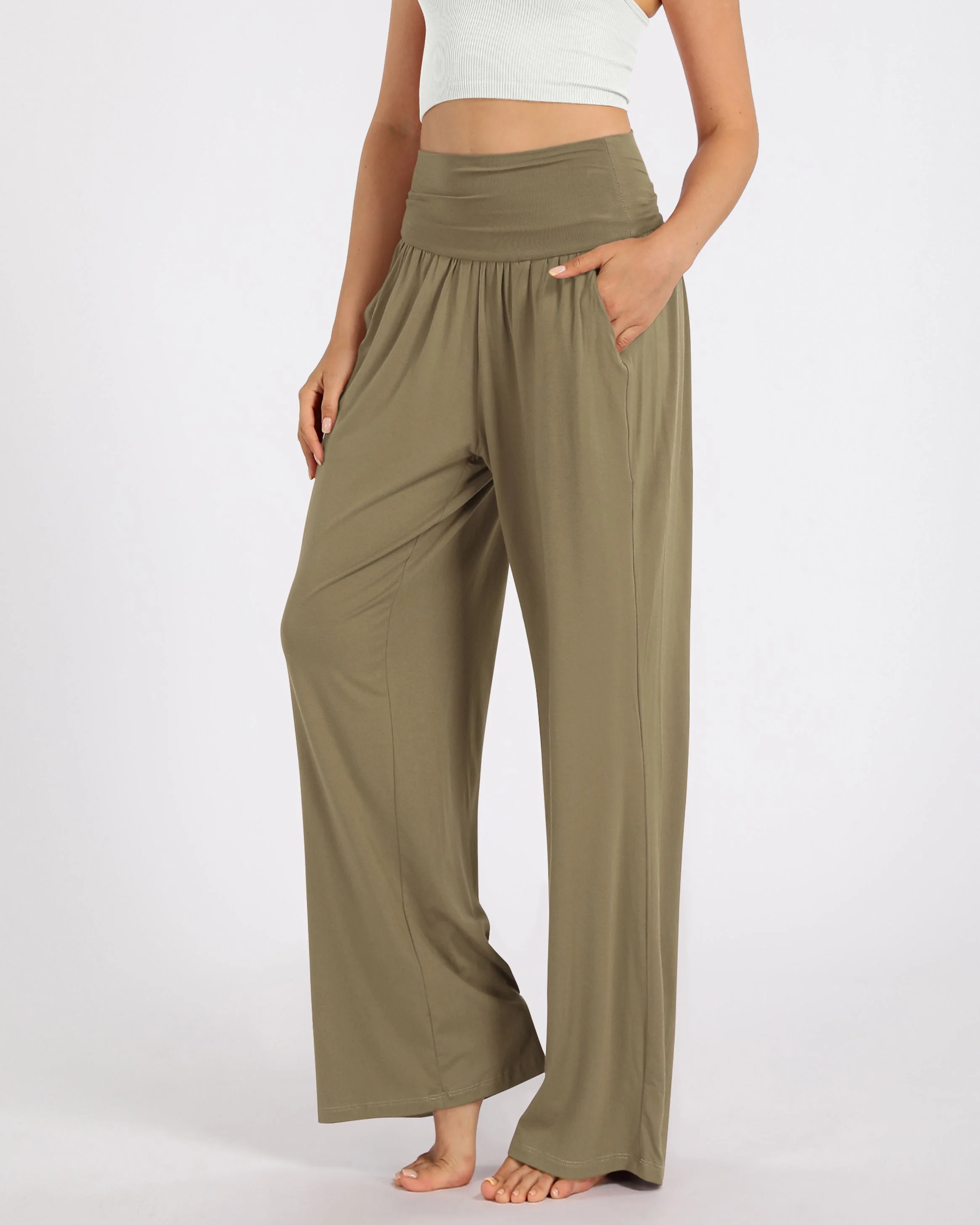 28" Wide Leg Palazzo Loose Comfy Lounge Pants with Pockets - Image 30