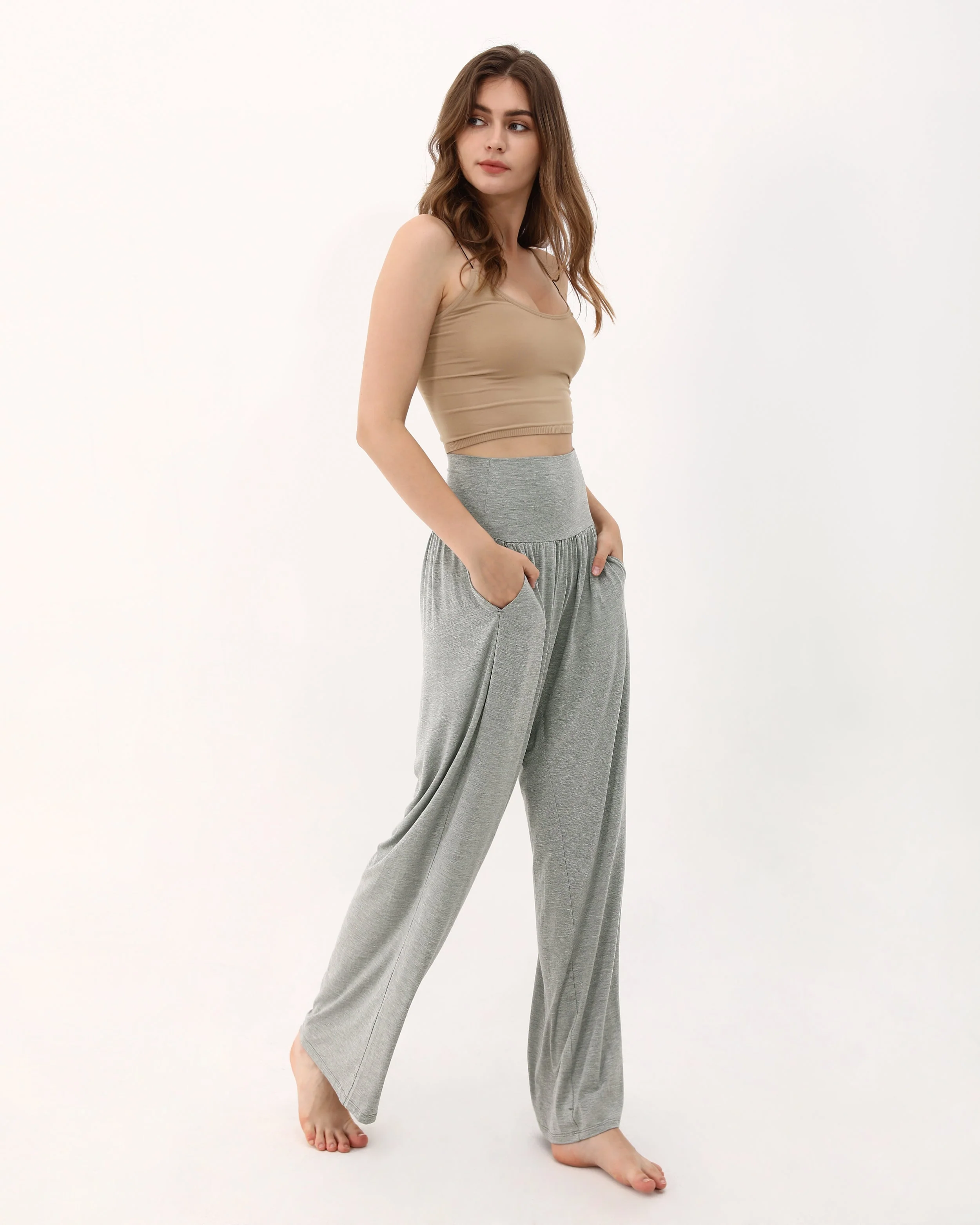 28" Wide Leg Palazzo Loose Comfy Lounge Pants with Pockets - Image 44