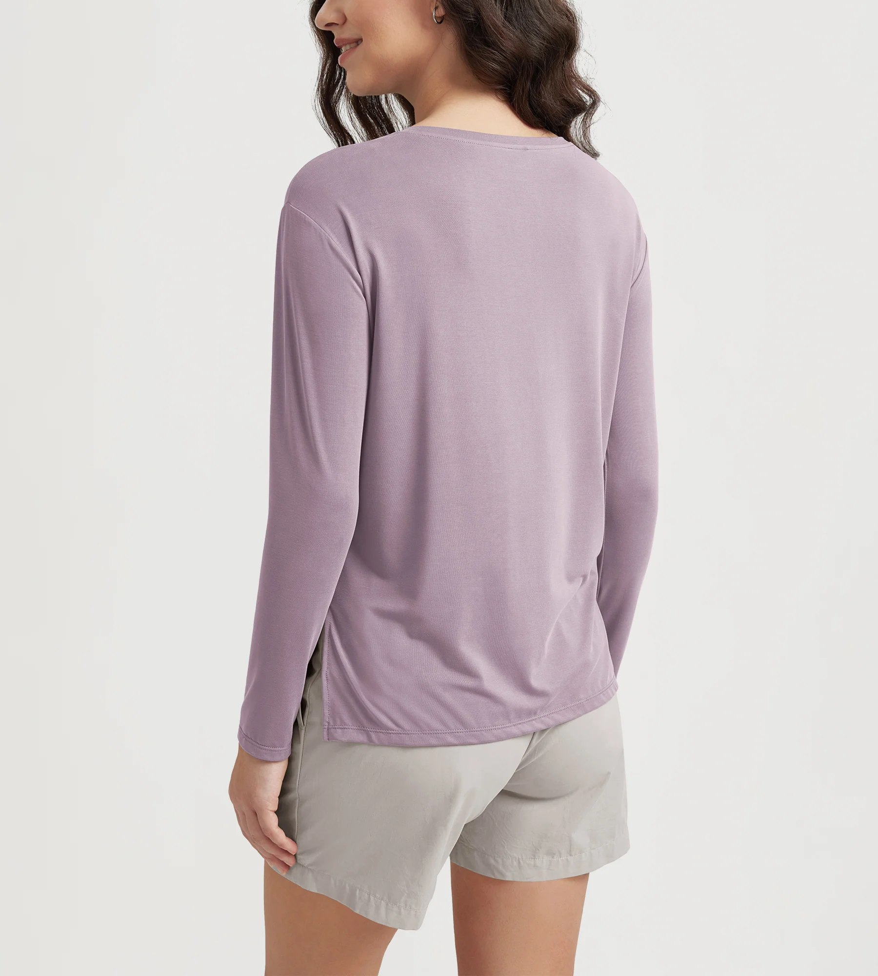 Women's Boat Neck Long Sleeve Shirt, Side Slit, Casual Top for Yoga & Lounge - Image 13