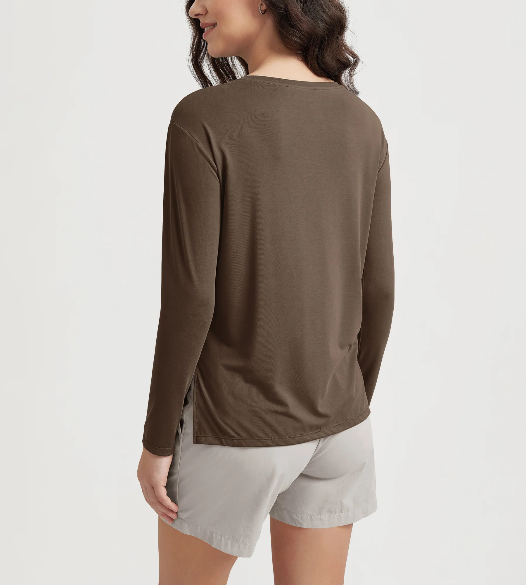 Women's Boat Neck Long Sleeve Shirt, Side Slit, Casual Top for Yoga & Lounge - Image 18