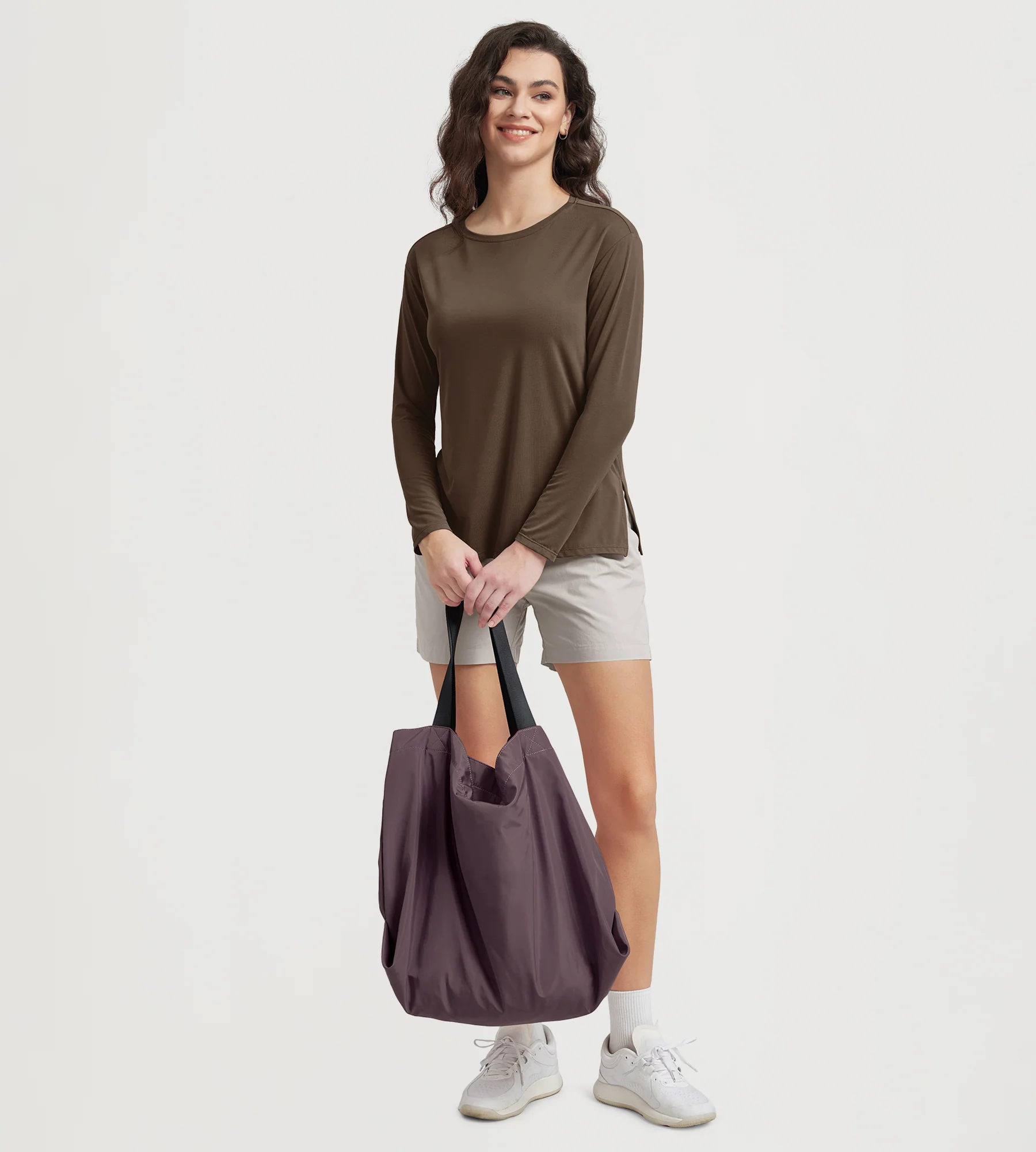 Women's Boat Neck Long Sleeve Shirt, Side Slit, Casual Top for Yoga & Lounge - Image 19