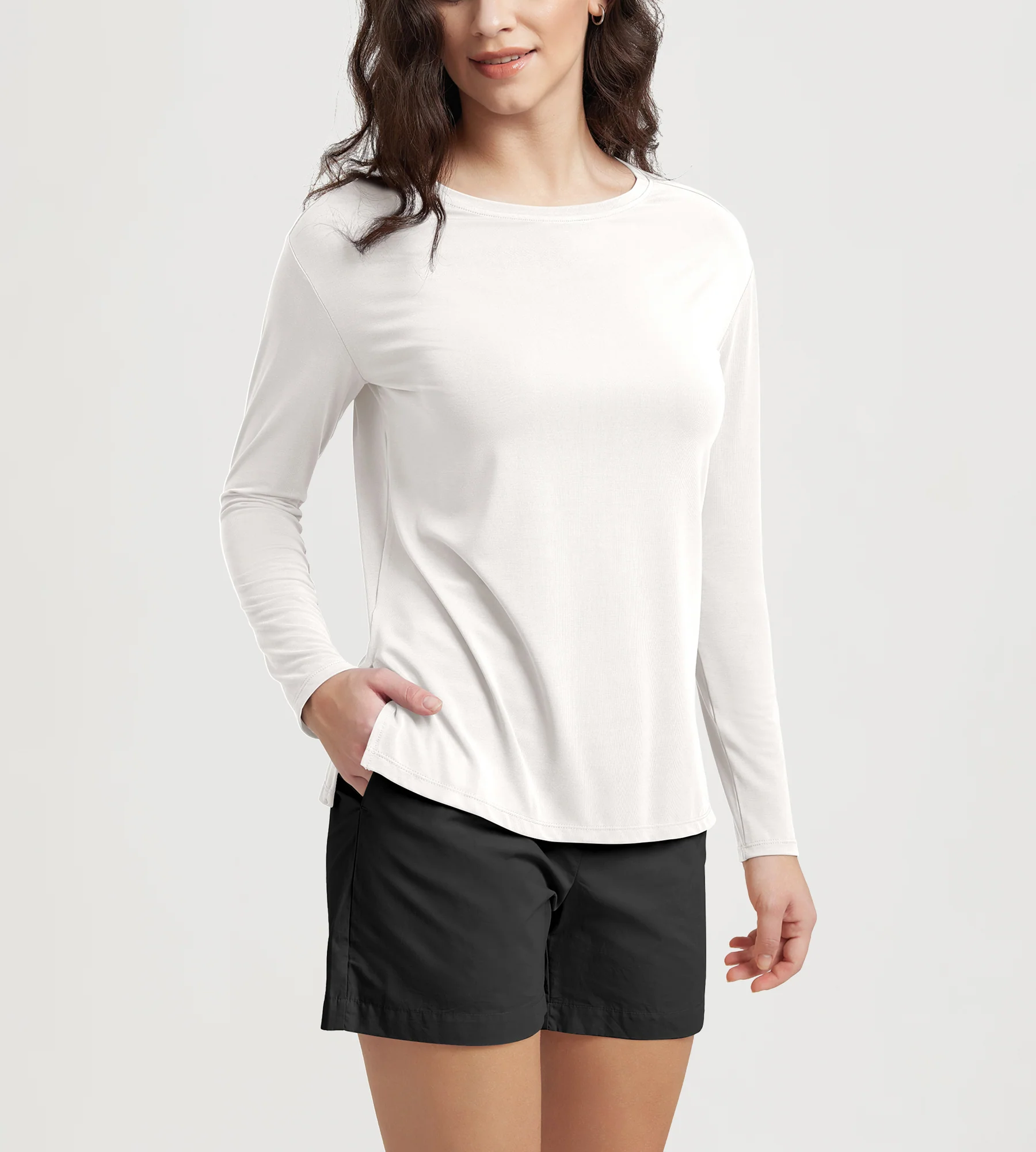 Women's Boat Neck Long Sleeve Shirt, Side Slit, Casual Top for Yoga & Lounge - Image 21