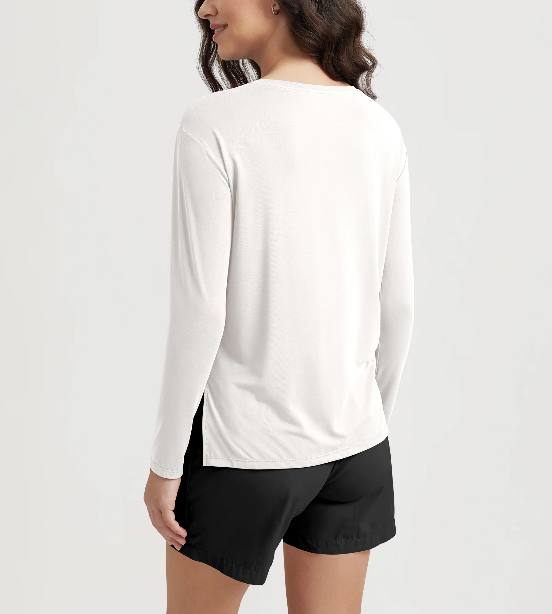 Women's Boat Neck Long Sleeve Shirt, Side Slit, Casual Top for Yoga & Lounge - Image 23