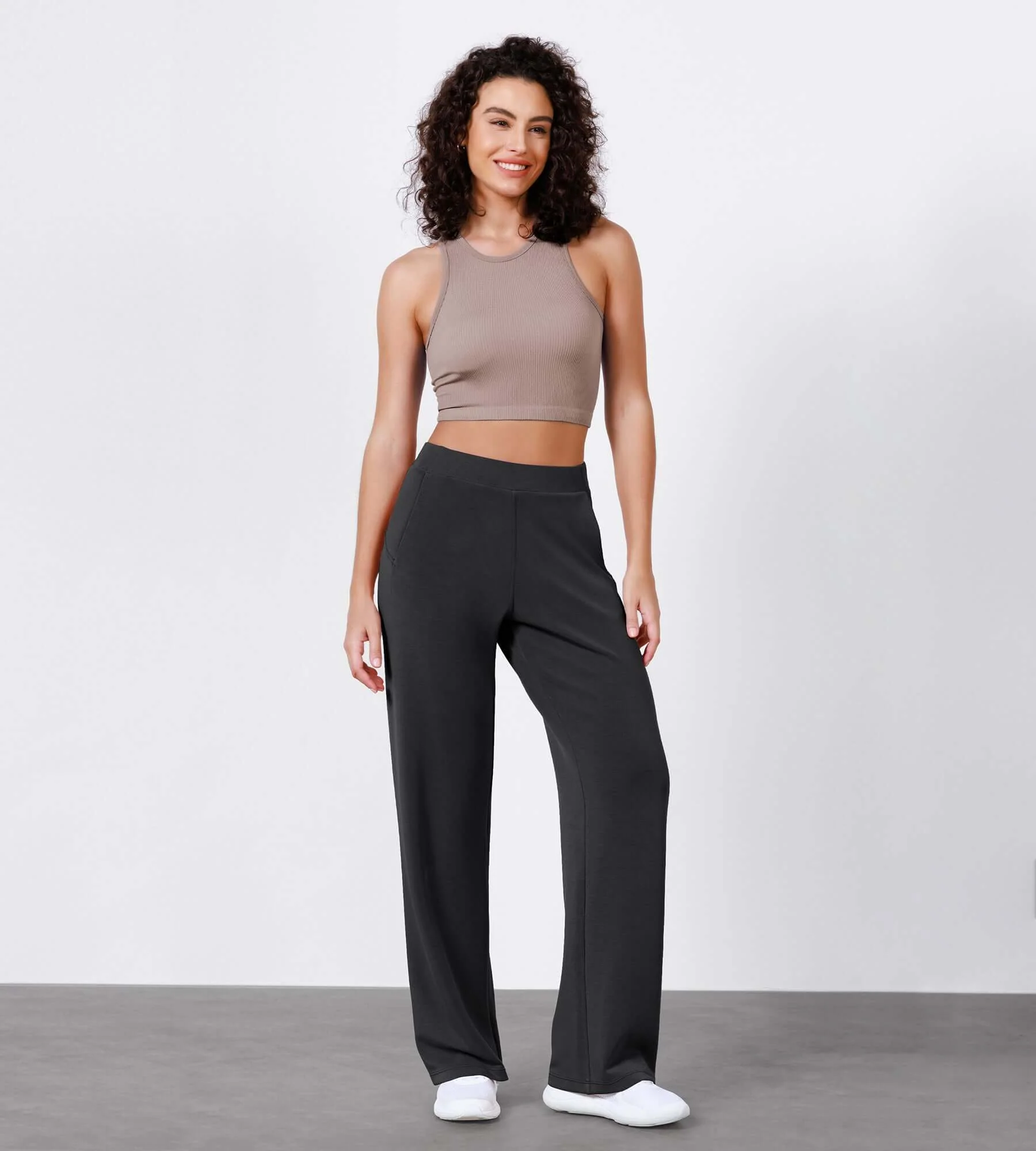 29" Women's Modal Soft Wide Leg Elastic High Waist Lounge Pants with Pockets - Image 16