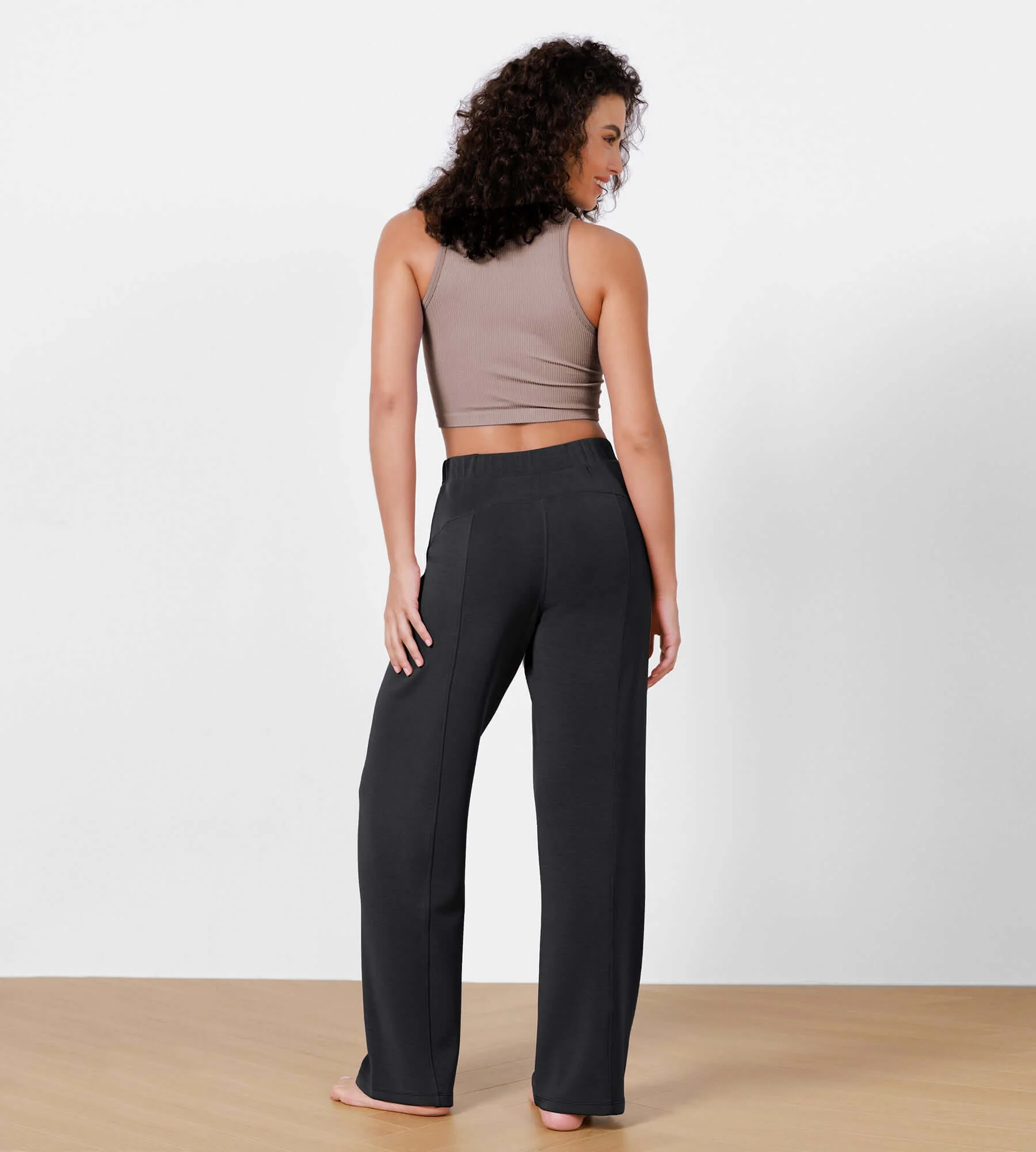 29" Women's Modal Soft Wide Leg Elastic High Waist Lounge Pants with Pockets - Image 18